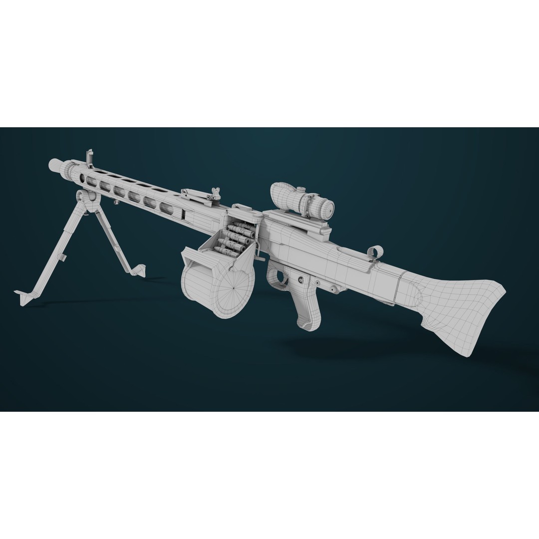 Machine Gun 08 3D Model – Low Poly PBR Game Asset, FBX, Unity, UE - View 39
