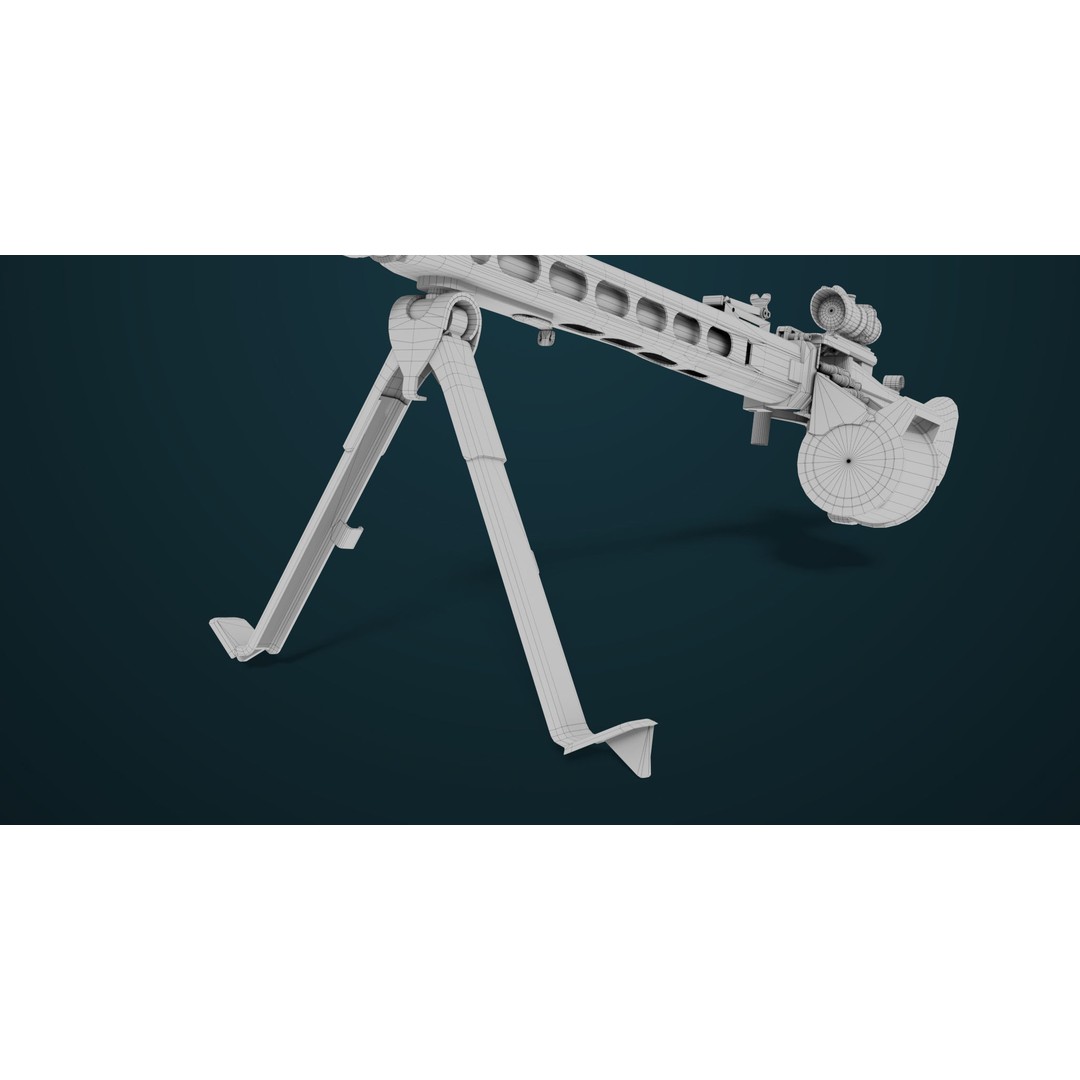 Machine Gun 08 3D Model – Low Poly PBR Game Asset, FBX, Unity, UE - View 40