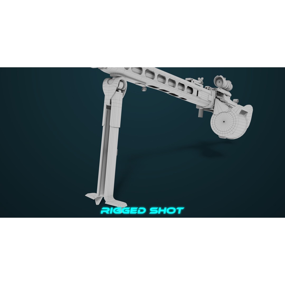Machine Gun 08 3D Model – Low Poly PBR Game Asset, FBX, Unity, UE - View 41
