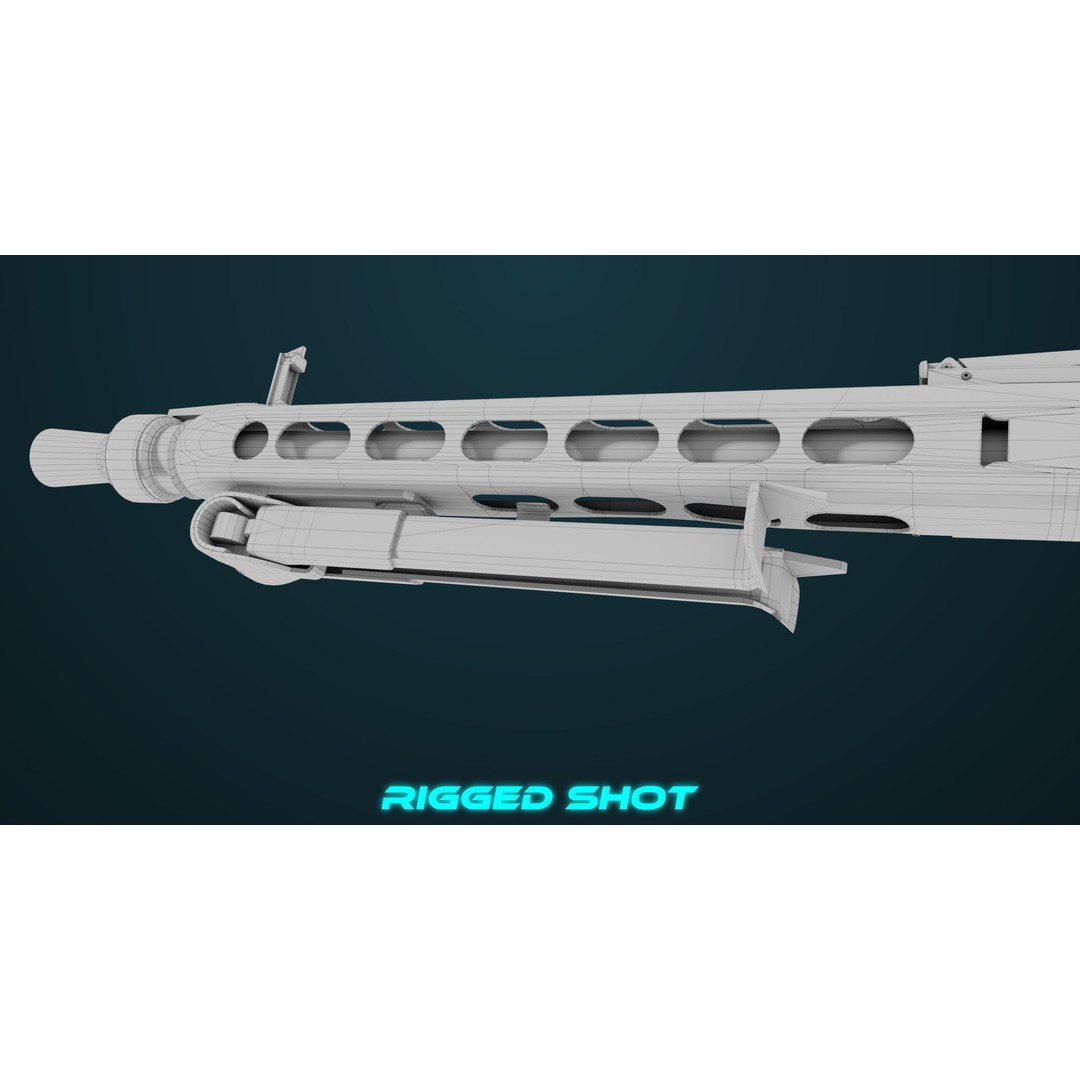 Machine Gun 08 3D Model – Low Poly PBR Game Asset, FBX, Unity, UE - View 43