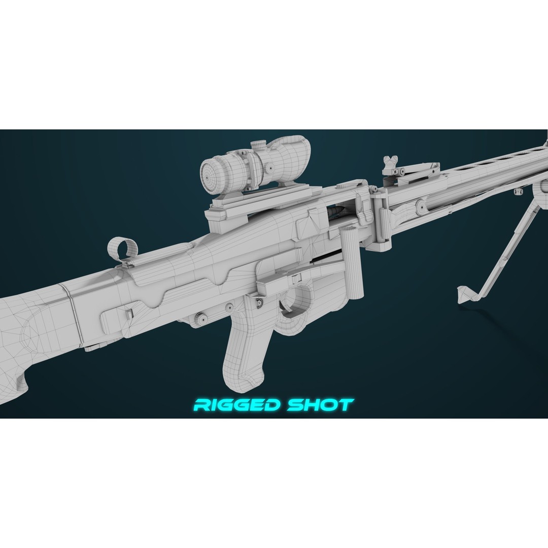 Machine Gun 08 3D Model – Low Poly PBR Game Asset, FBX, Unity, UE - View 46