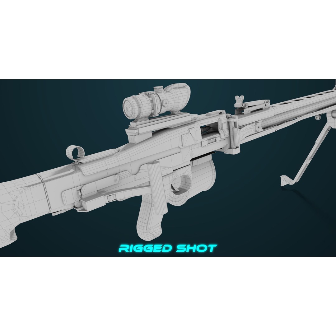 Machine Gun 08 3D Model – Low Poly PBR Game Asset, FBX, Unity, UE - View 48