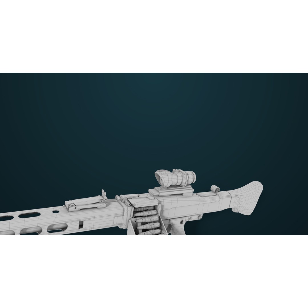 Machine Gun 08 3D Model – Low Poly PBR Game Asset, FBX, Unity, UE - View 53