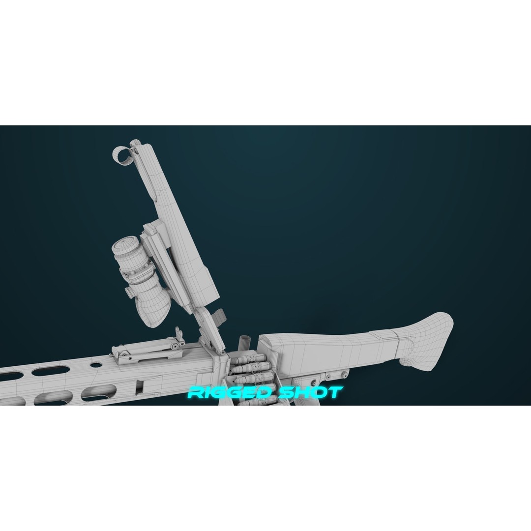 Machine Gun 08 3D Model – Low Poly PBR Game Asset, FBX, Unity, UE - View 54