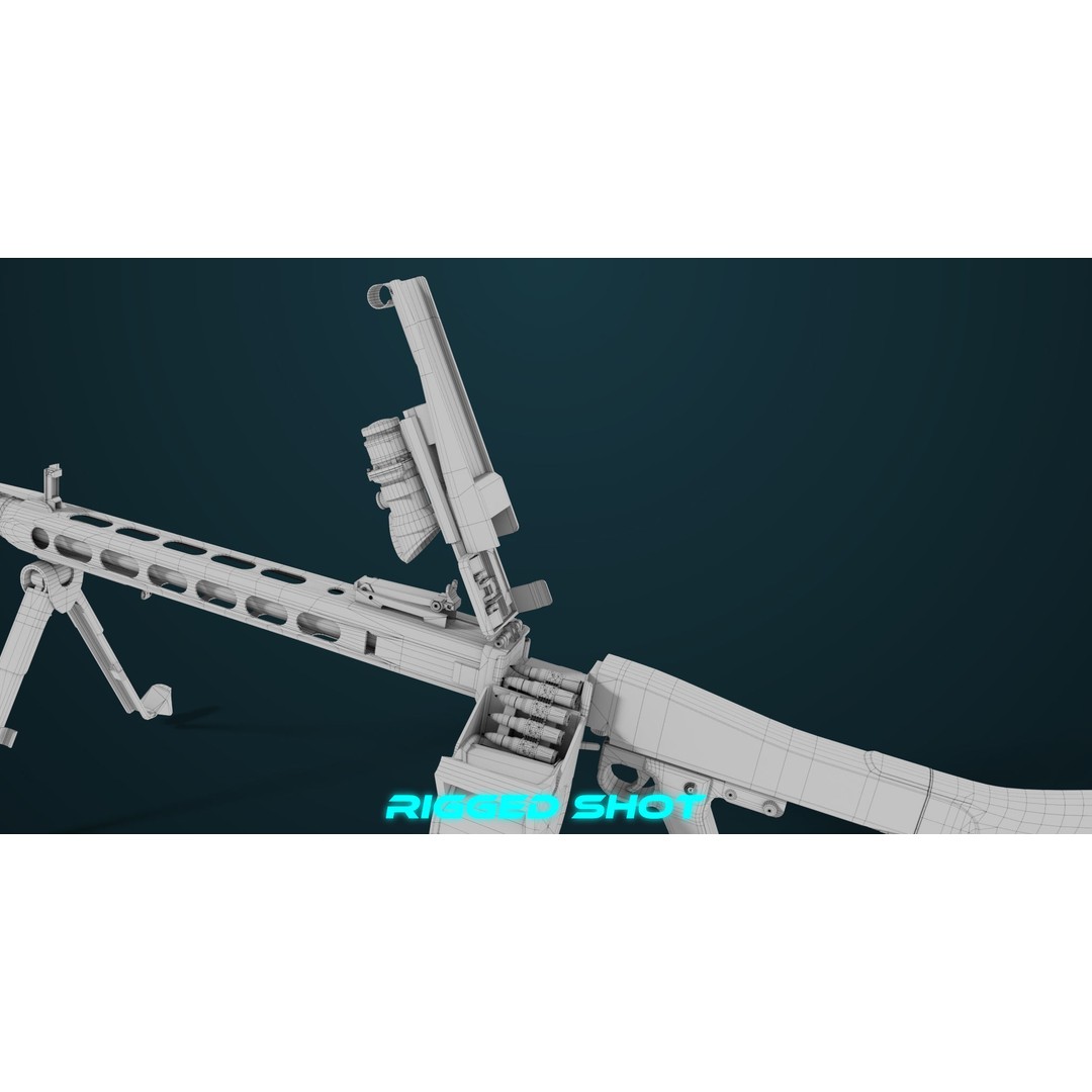 Machine Gun 08 3D Model – Low Poly PBR Game Asset, FBX, Unity, UE - View 55