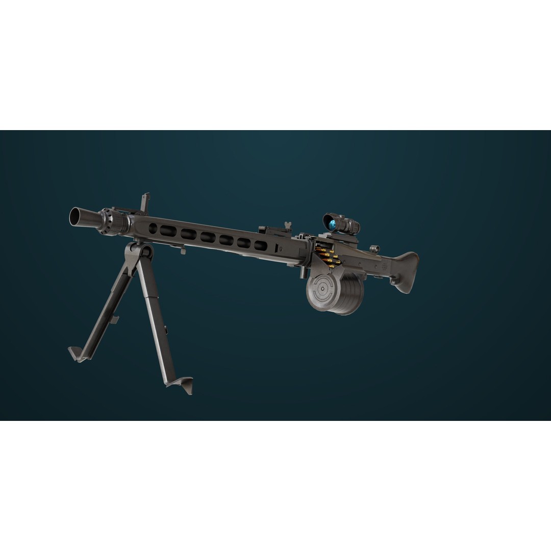 Machine Gun 08 3D Model – Low Poly PBR Game Asset, FBX, Unity, UE - View 6