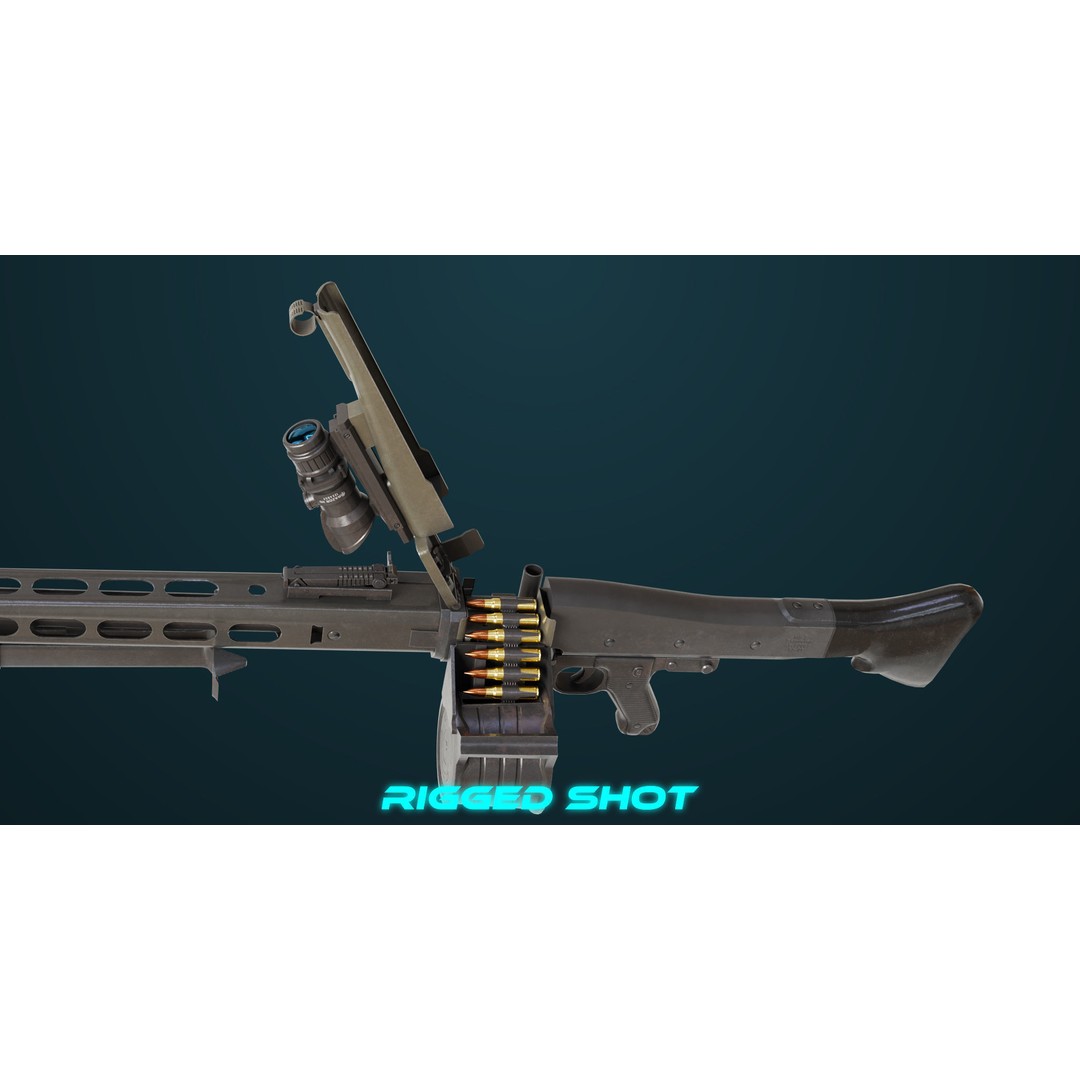 Machine Gun 08 3D Model – Low Poly PBR Game Asset, FBX, Unity, UE - View 7