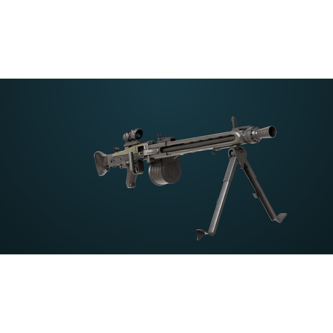 Machine Gun 08 3D Model – Low Poly PBR Game Asset, FBX, Unity, UE - View 8