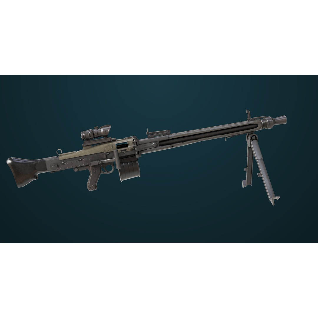 Machine Gun 08 3D Model – Low Poly PBR Game Asset, FBX, Unity, UE - View 9