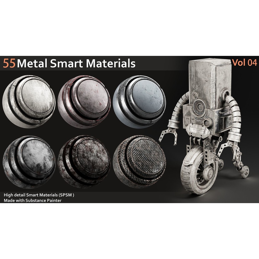 Metal Smart Materials 3D Model – 55 High-Quality Textures for Substance Painter - View 10