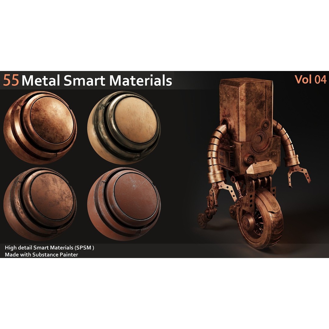 Metal Smart Materials 3D Model – 55 High-Quality Textures for Substance Painter - View 11