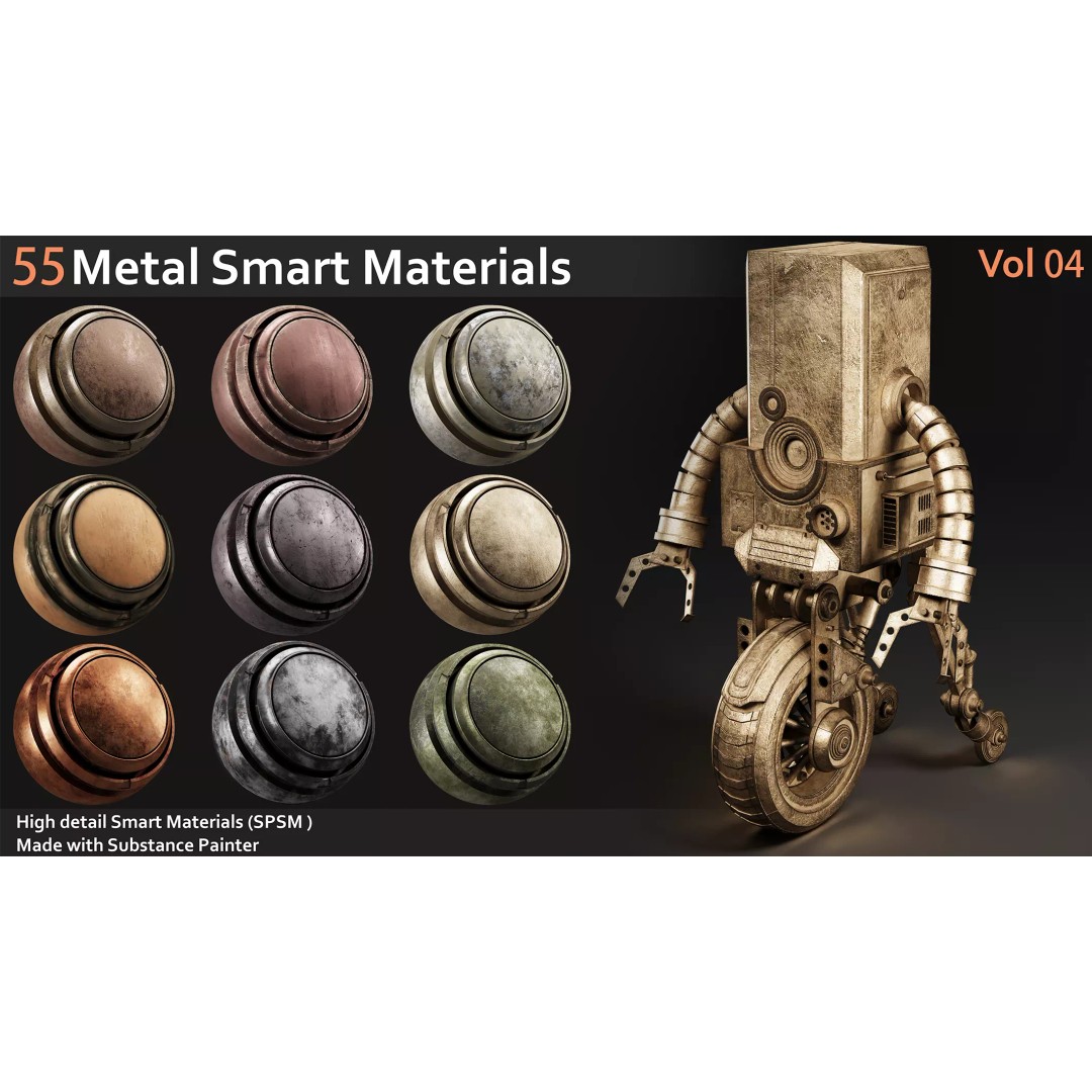 Metal Smart Materials 3D Model – 55 High-Quality Textures for Substance Painter - View 2