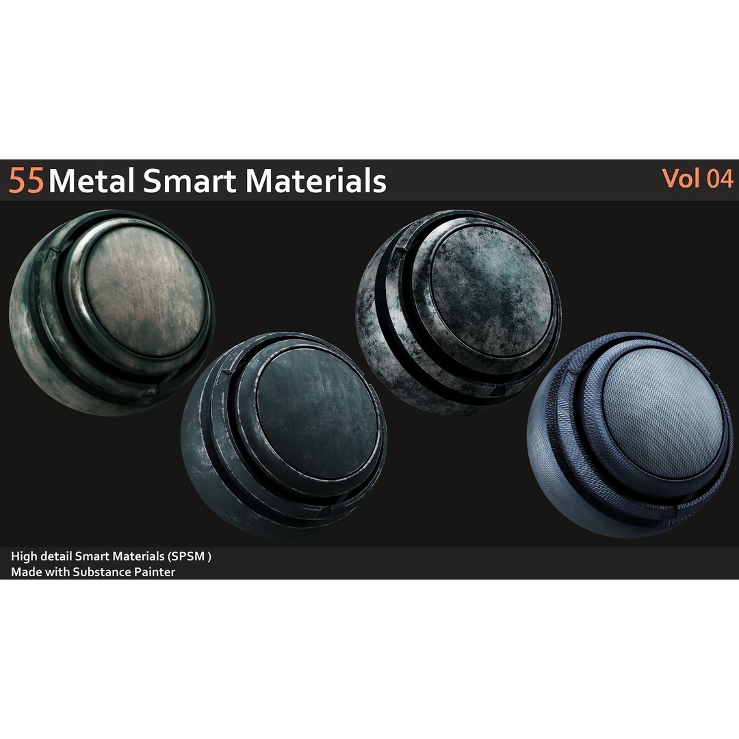 Metal Smart Materials 3D Model – 55 High-Quality Textures for Substance Painter - View 4