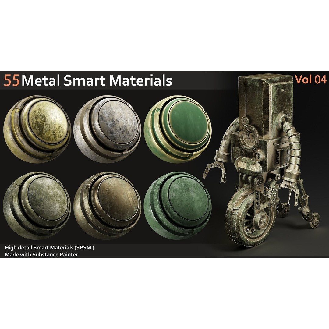 Metal Smart Materials 3D Model – 55 High-Quality Textures for Substance Painter - View 5