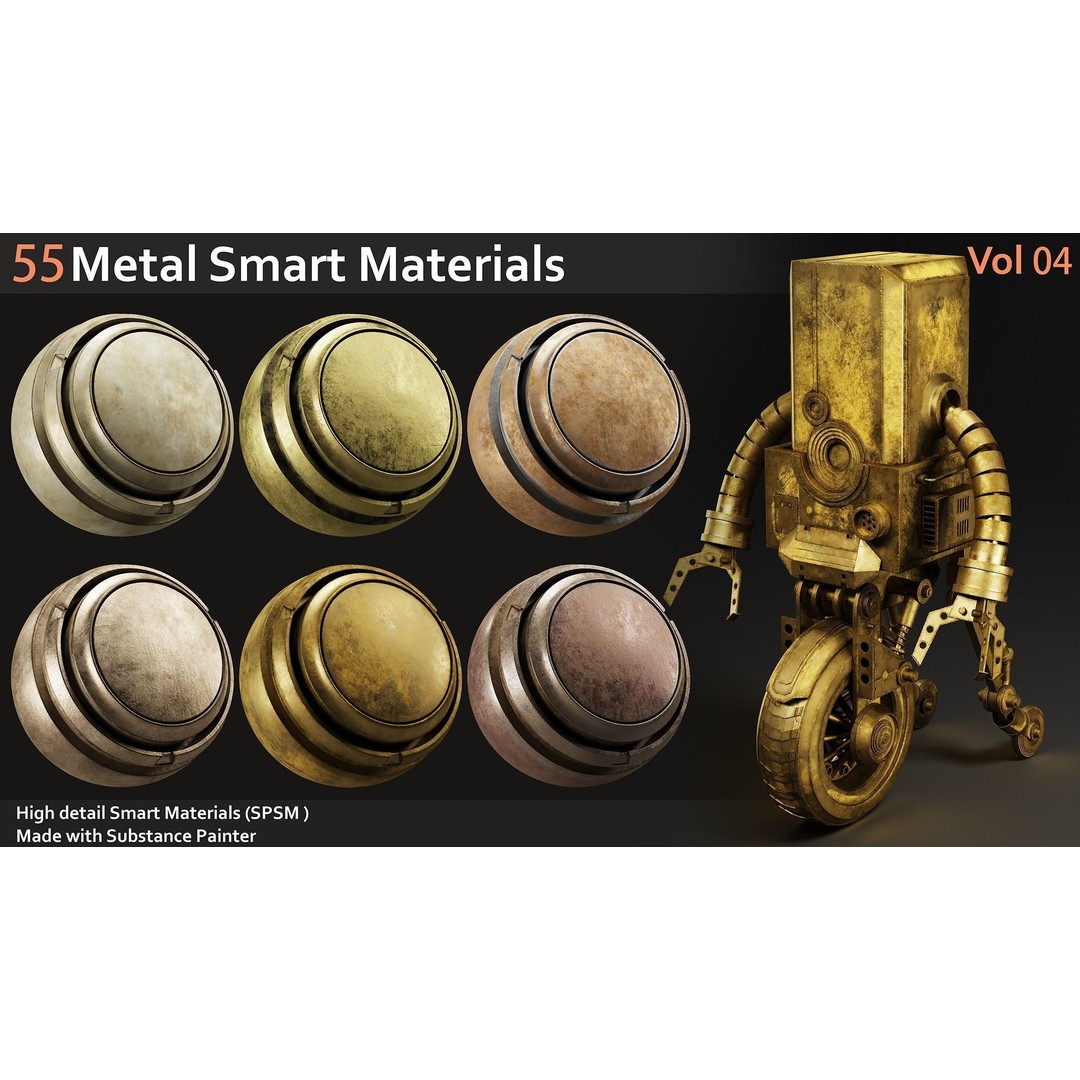 Metal Smart Materials 3D Model – 55 High-Quality Textures for Substance Painter - View 6