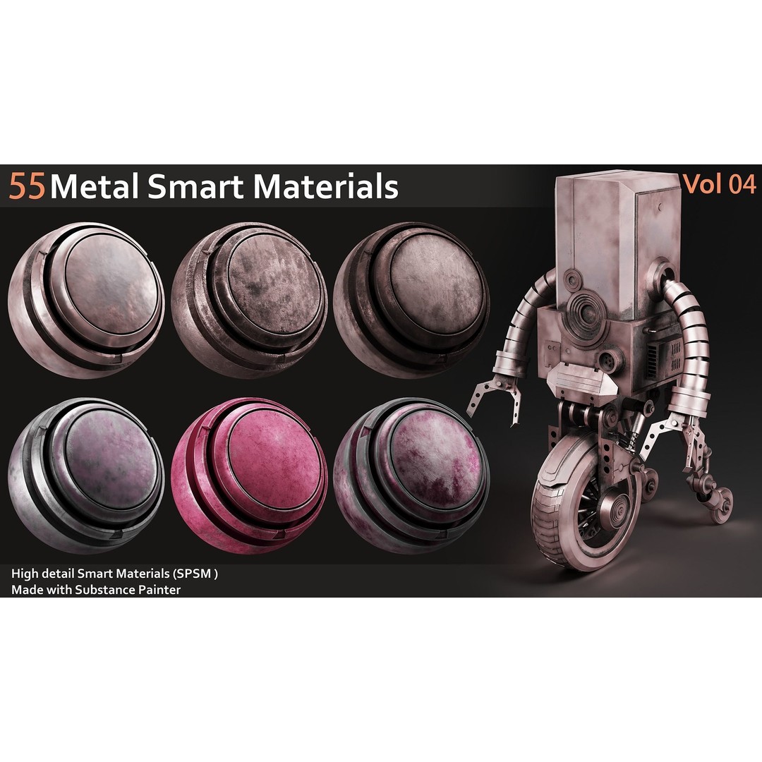 Metal Smart Materials 3D Model – 55 High-Quality Textures for Substance Painter - View 7