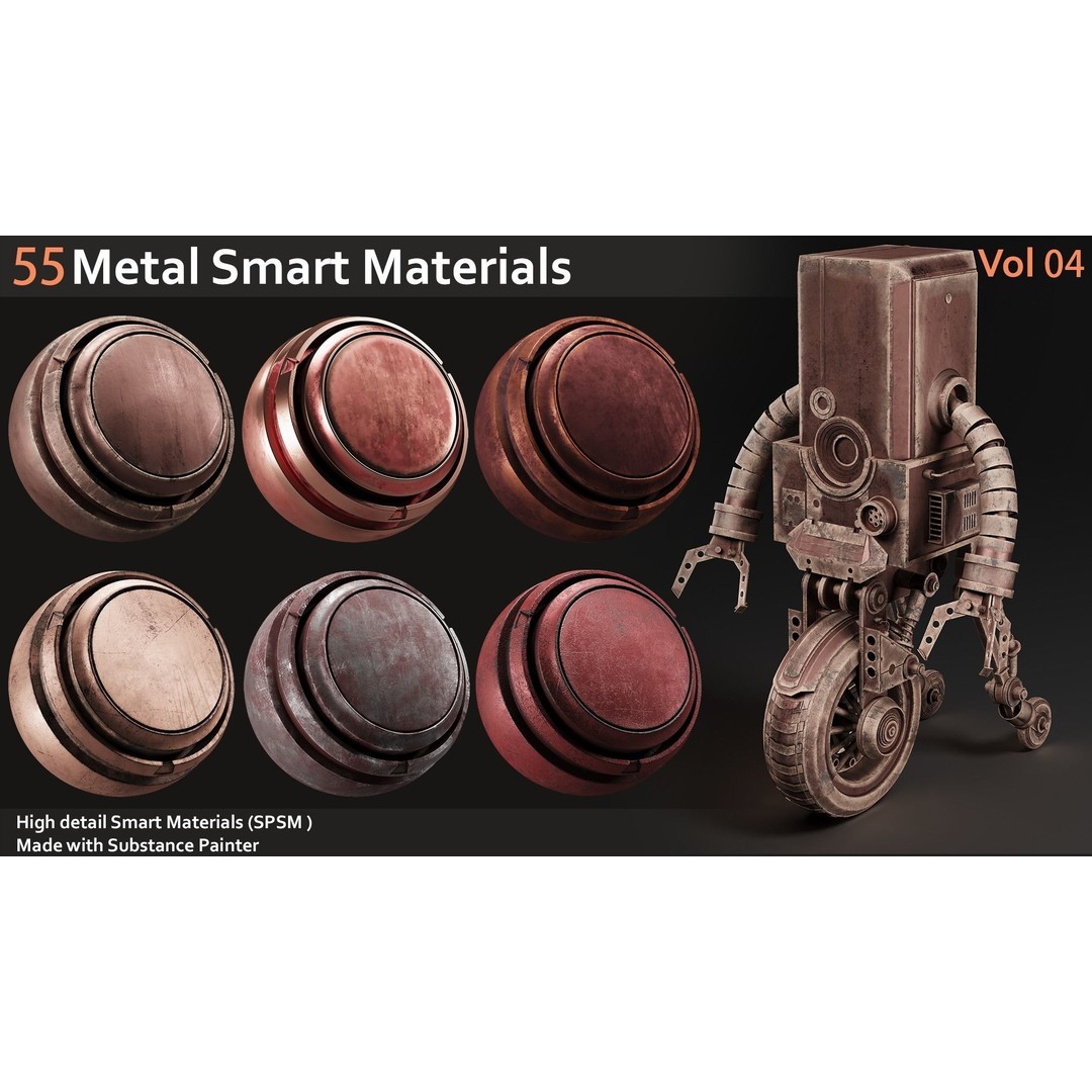 Metal Smart Materials 3D Model – 55 High-Quality Textures for Substance Painter - View 8