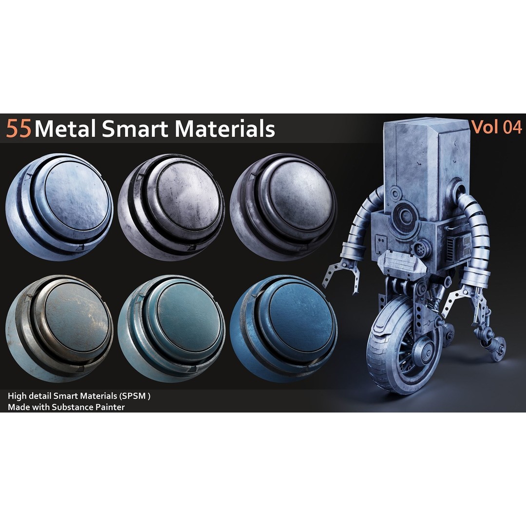 Metal Smart Materials 3D Model – 55 High-Quality Textures for Substance Painter - View 9