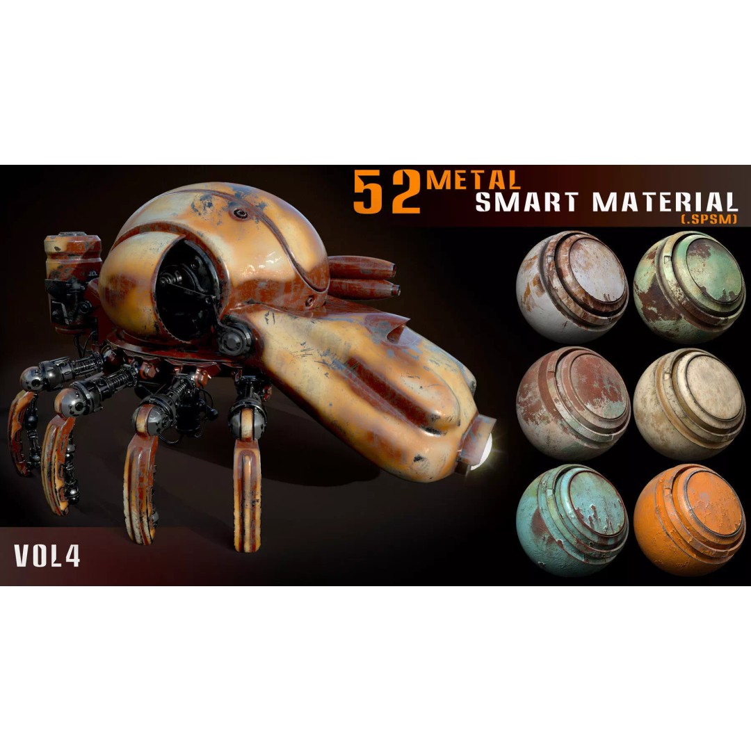 Metal Smart Materials Bundle – 194 PBR Textures for Game Assets - View 4