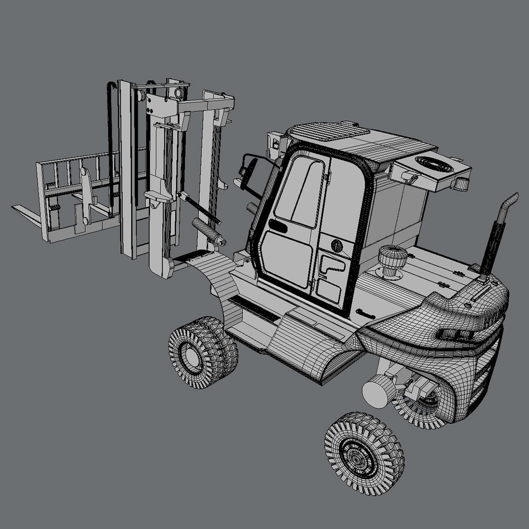 Hyundai 80D-9 Forklift Truck 3D Model – High Poly Game Asset, FBX - View 10