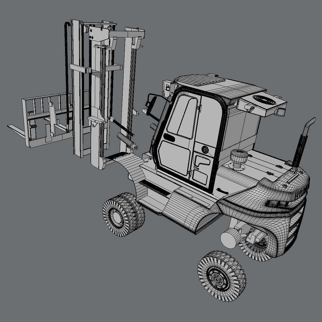 Hyundai 80D-9 Forklift Truck 3D Model – High Poly Game Asset, FBX - View 11