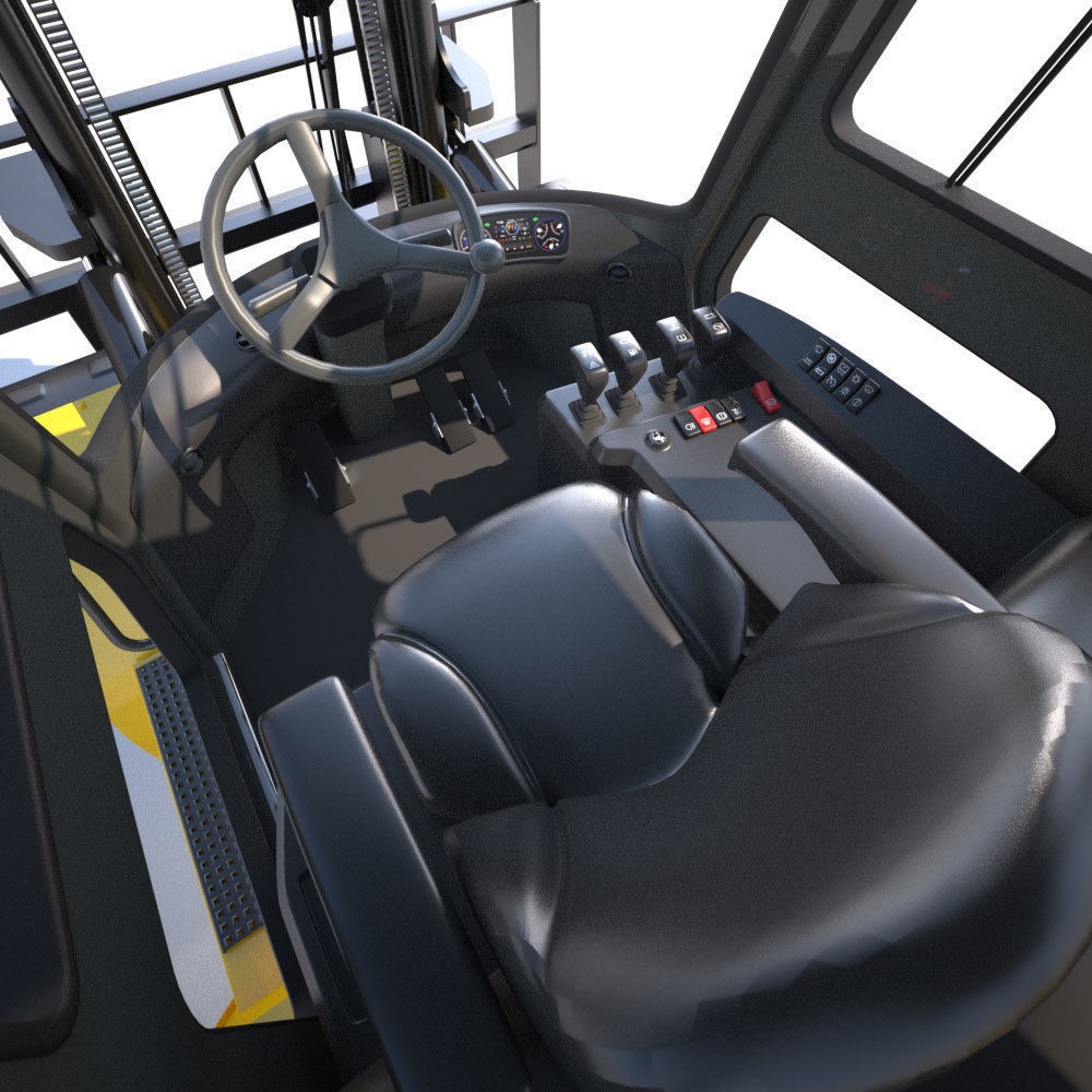 Hyundai 80D-9 Forklift Truck 3D Model – High Poly Game Asset, FBX - View 12