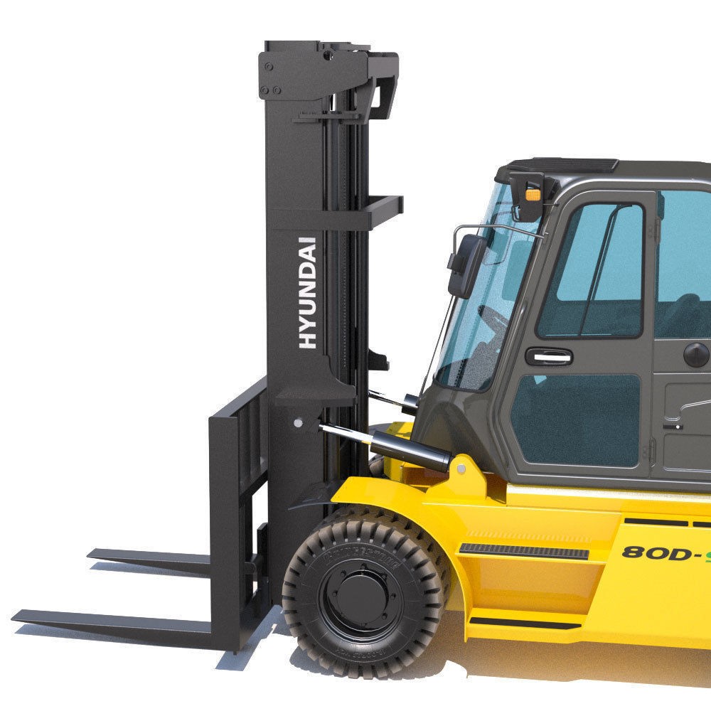 Hyundai 80D-9 Forklift Truck 3D Model – High Poly Game Asset, FBX - View 14