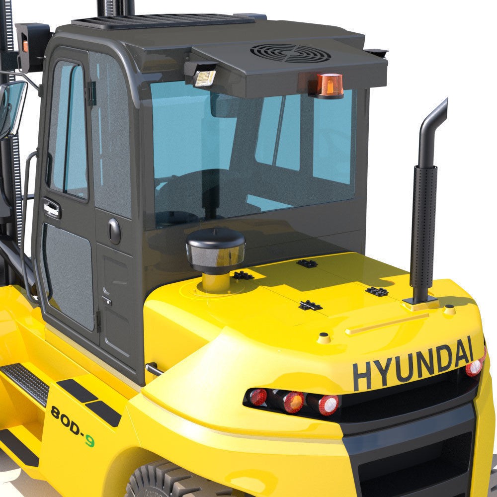 Hyundai 80D-9 Forklift Truck 3D Model – High Poly Game Asset, FBX - View 16