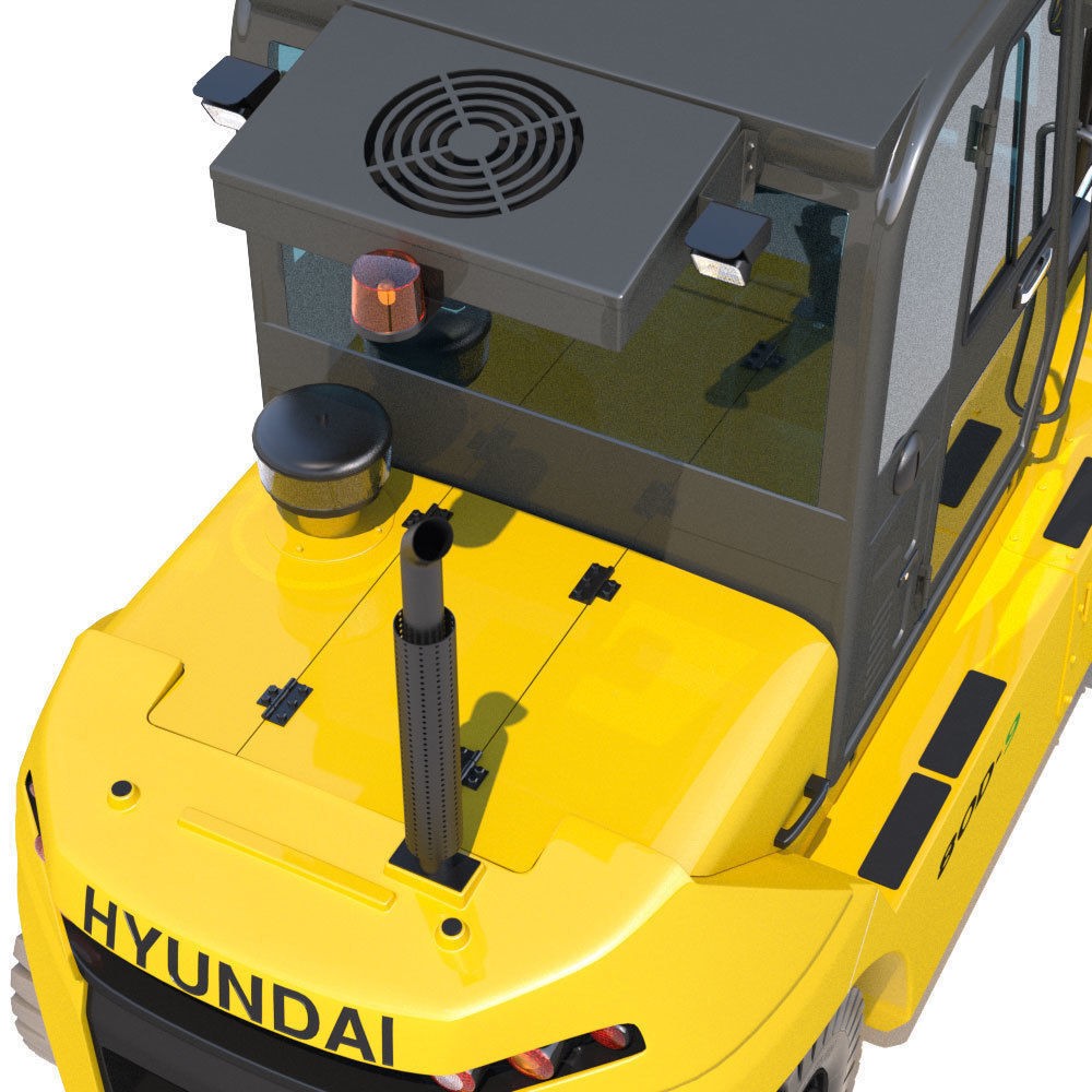 Hyundai 80D-9 Forklift Truck 3D Model – High Poly Game Asset, FBX - View 17