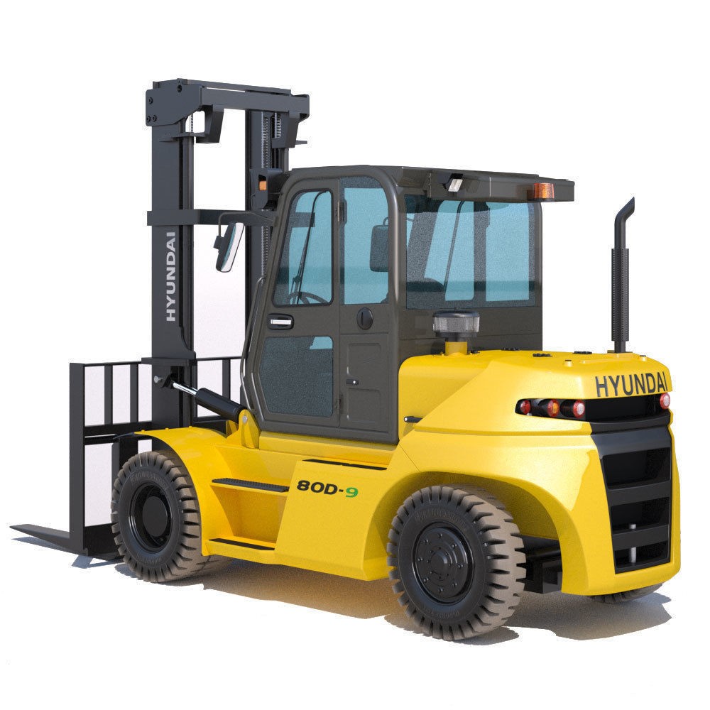 Hyundai 80D-9 Forklift Truck 3D Model – High Poly Game Asset, FBX - View 4