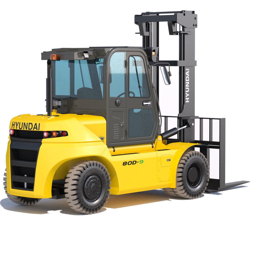 Hyundai 80D-9 Forklift Truck 3D Model – High Poly Game Asset, FBX - View 5