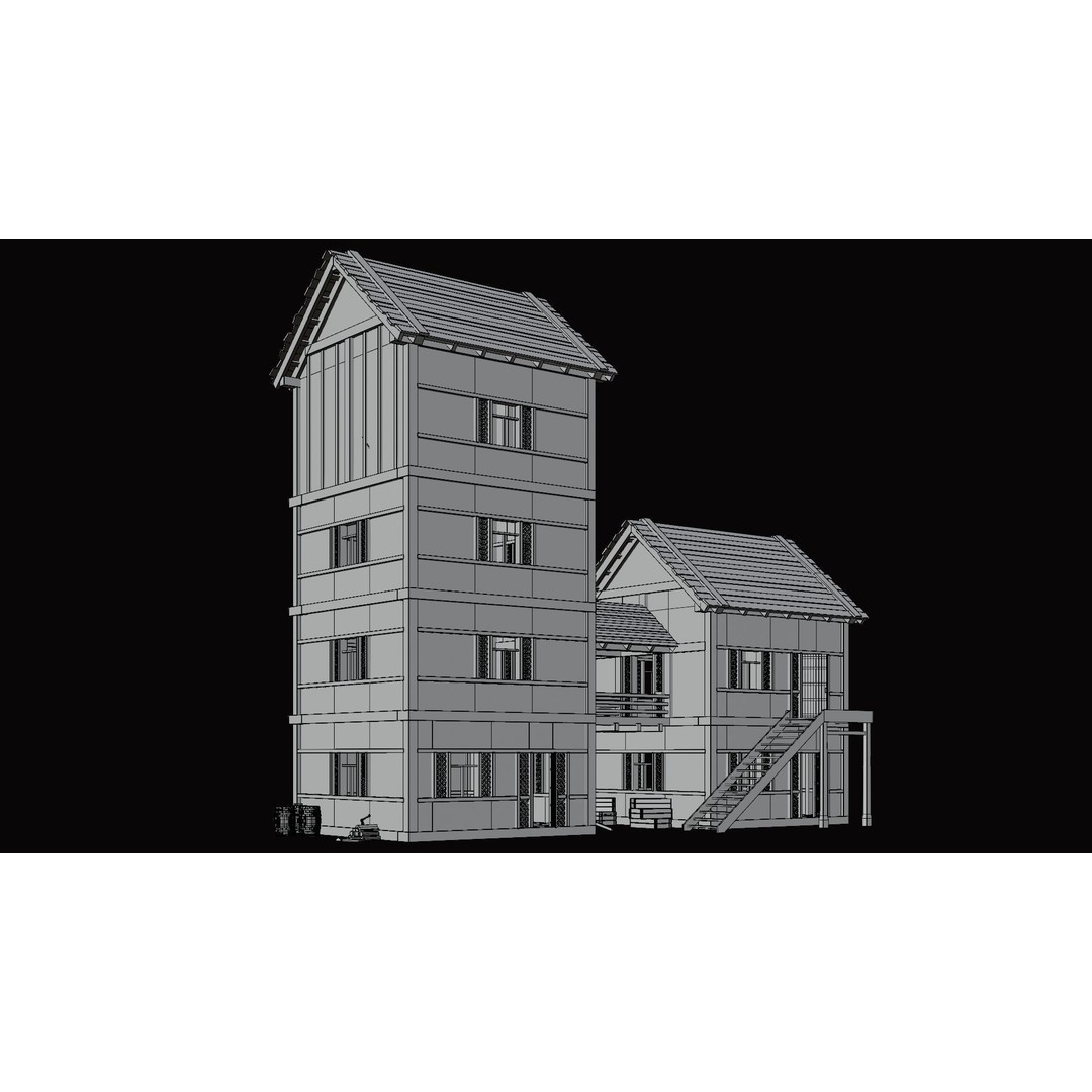Medieval Village Houses 3D Model – Low Poly Game Ready Asset, PBR - View 13