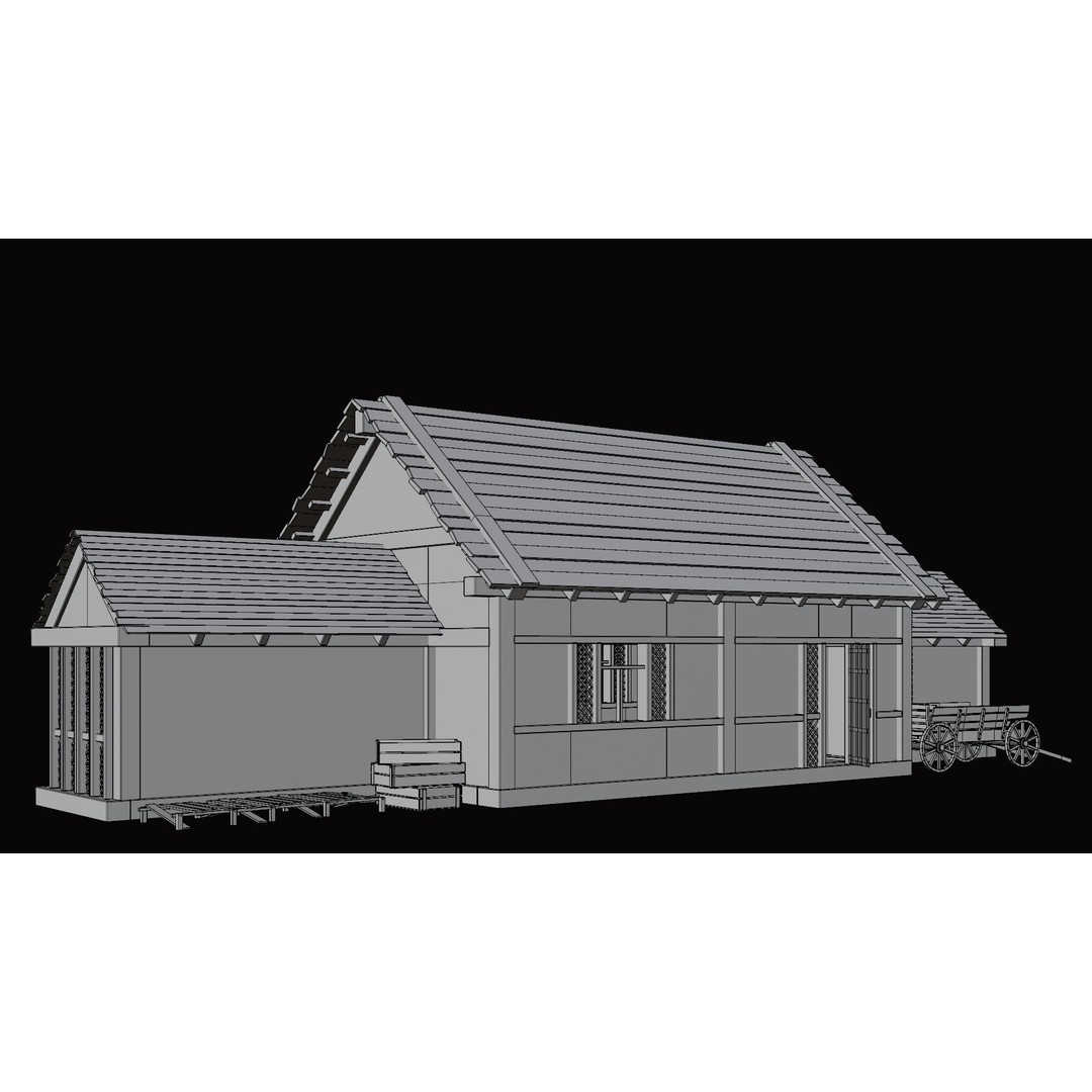 Medieval Village Houses 3D Model – Low Poly Game Ready Asset, PBR - View 17