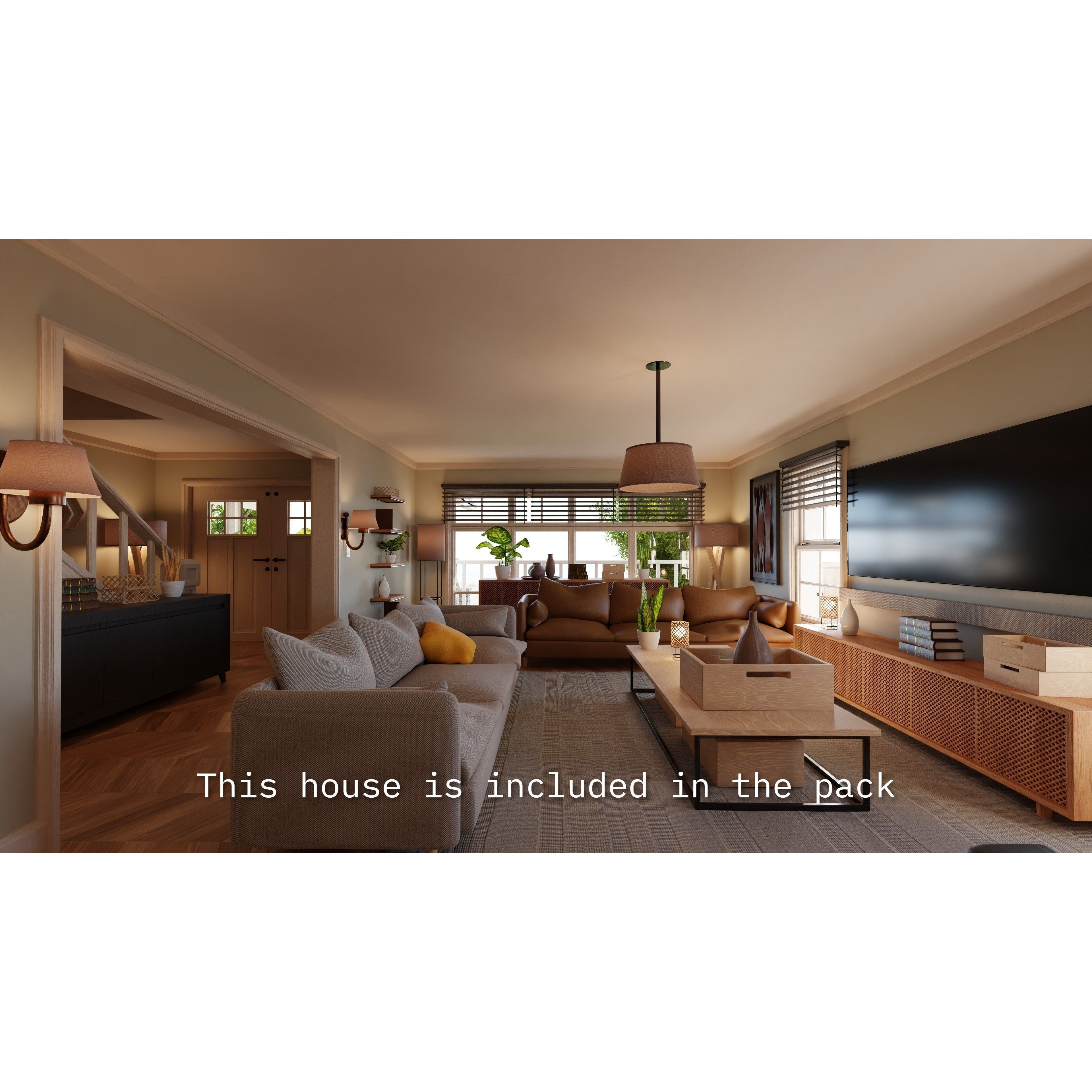 Modular Suburban House Creation Tool - Low-Poly Game-Ready 3D Model - View 10