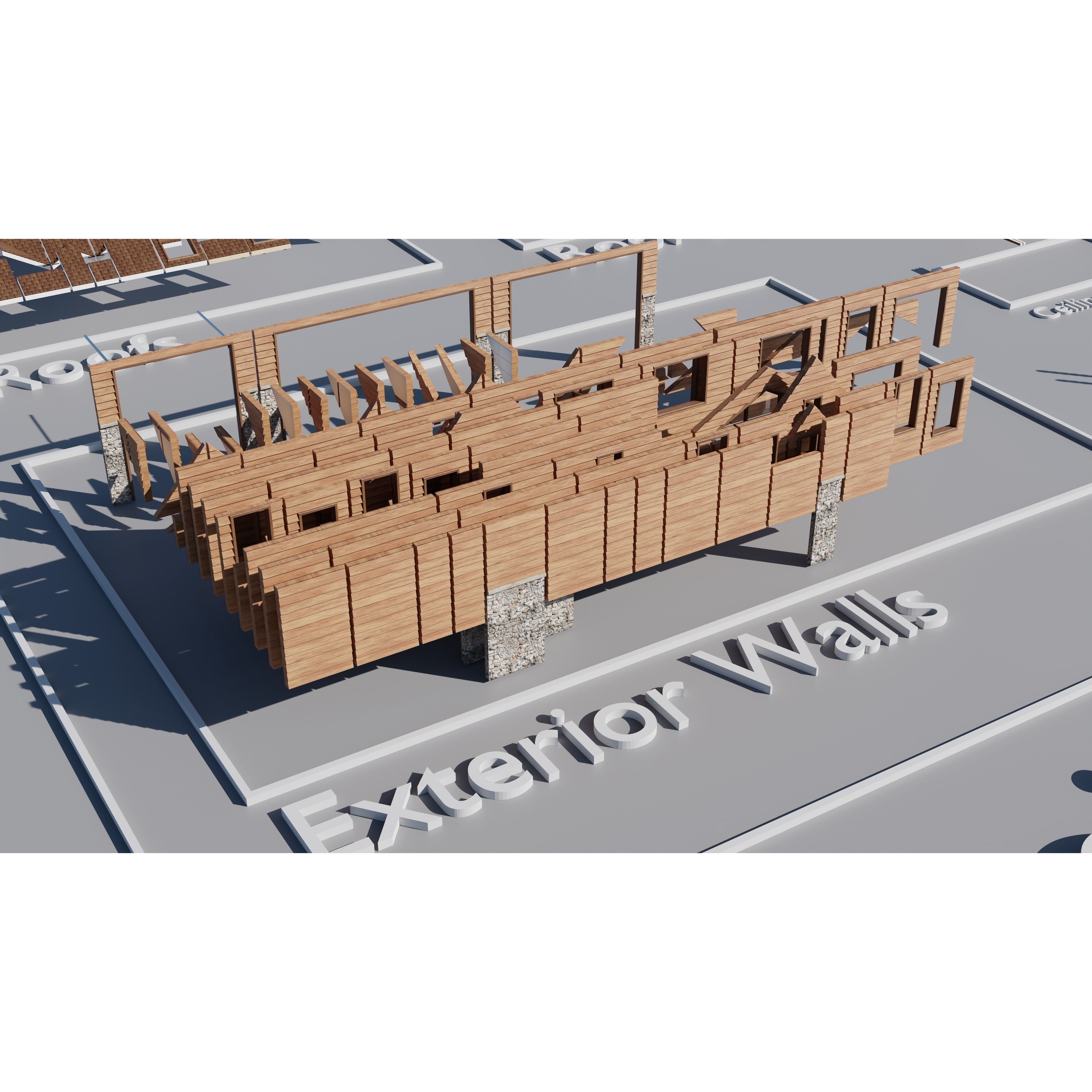 Modular Suburban House Creation Tool - Low-Poly Game-Ready 3D Model - View 12