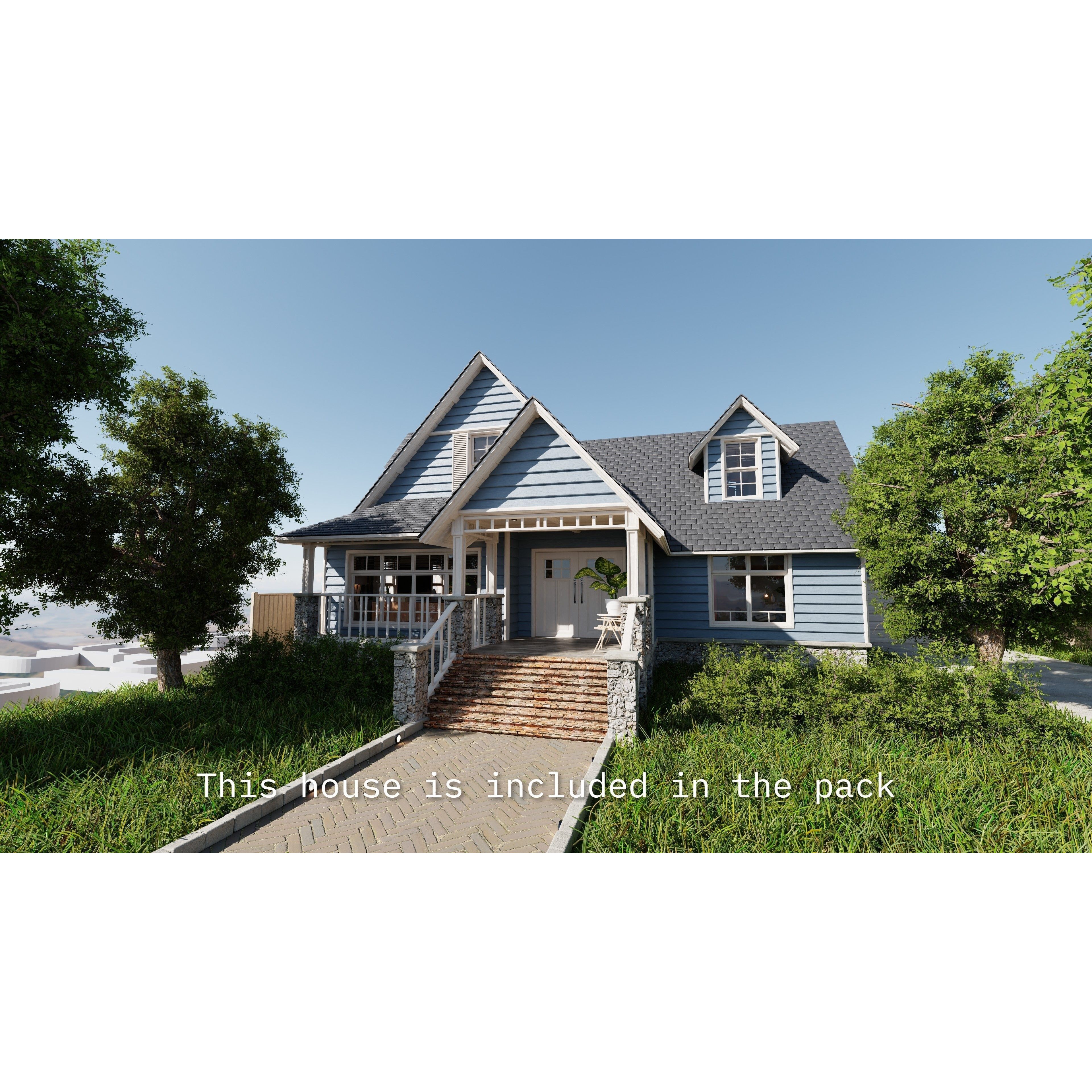 Modular Suburban House Creation Tool - Low-Poly Game-Ready 3D Model - View 16