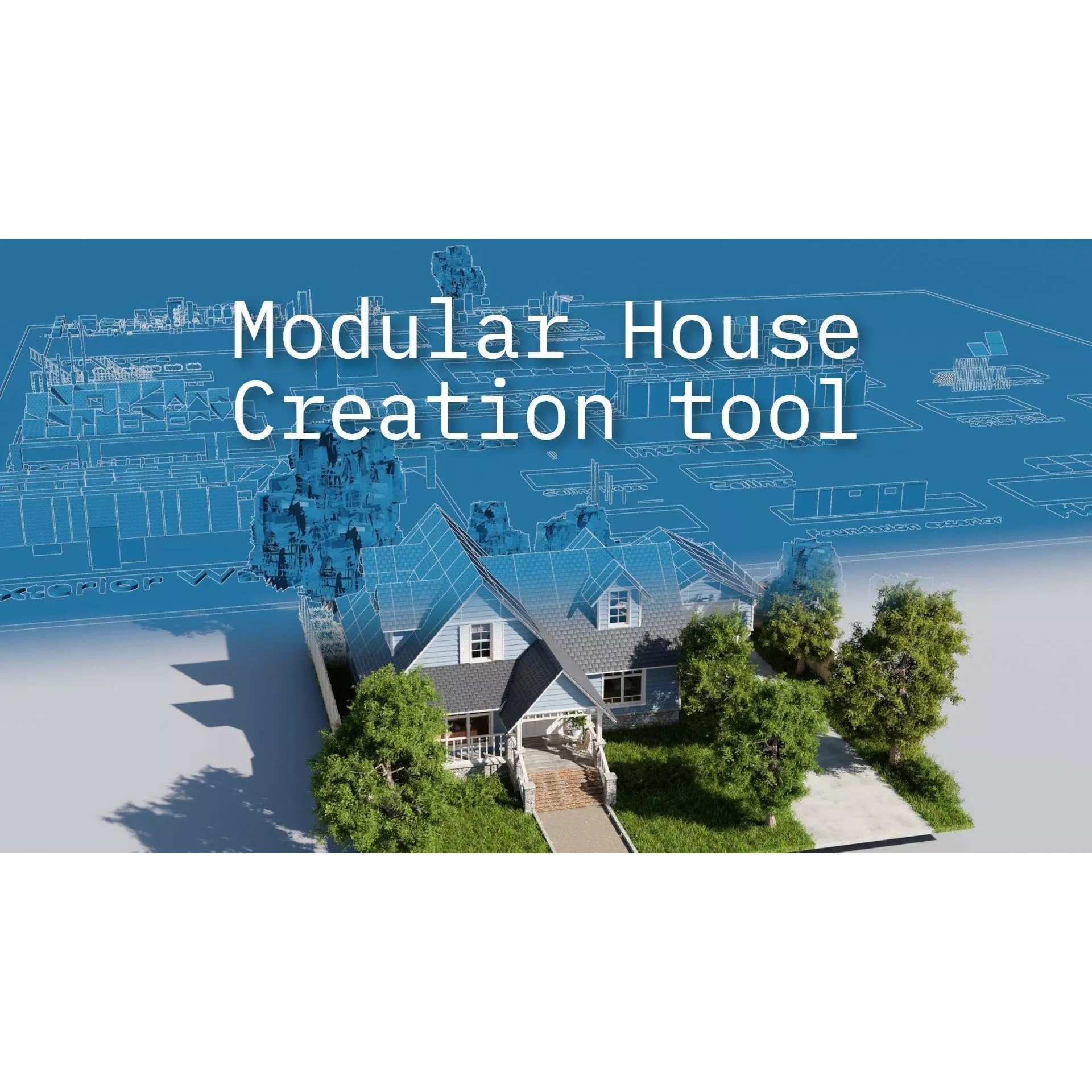 Modular Suburban House Creation Tool - Low-Poly Game-Ready 3D Model - View 2