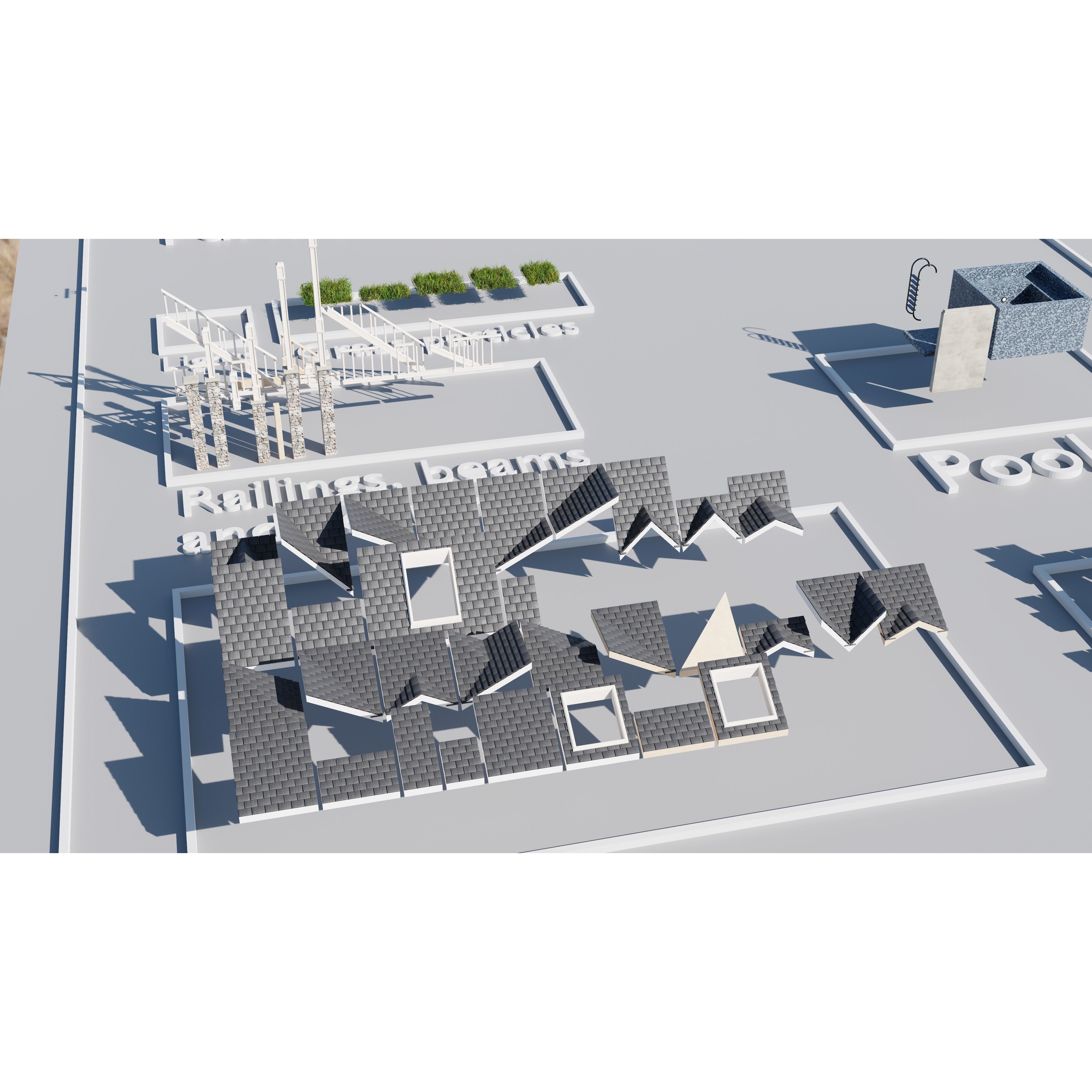 Modular Suburban House Creation Tool - Low-Poly Game-Ready 3D Model - View 20