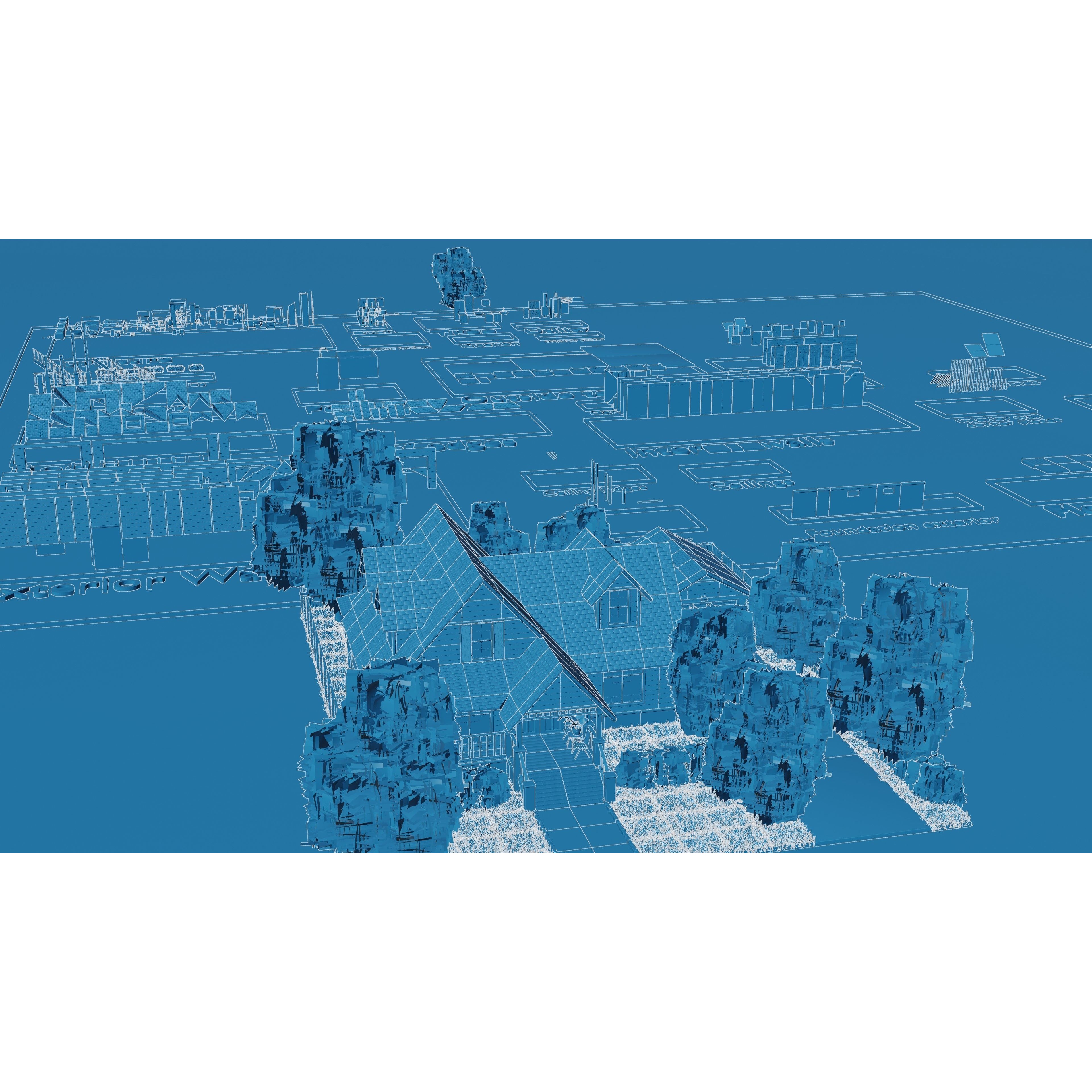 Modular Suburban House Creation Tool - Low-Poly Game-Ready 3D Model - View 4