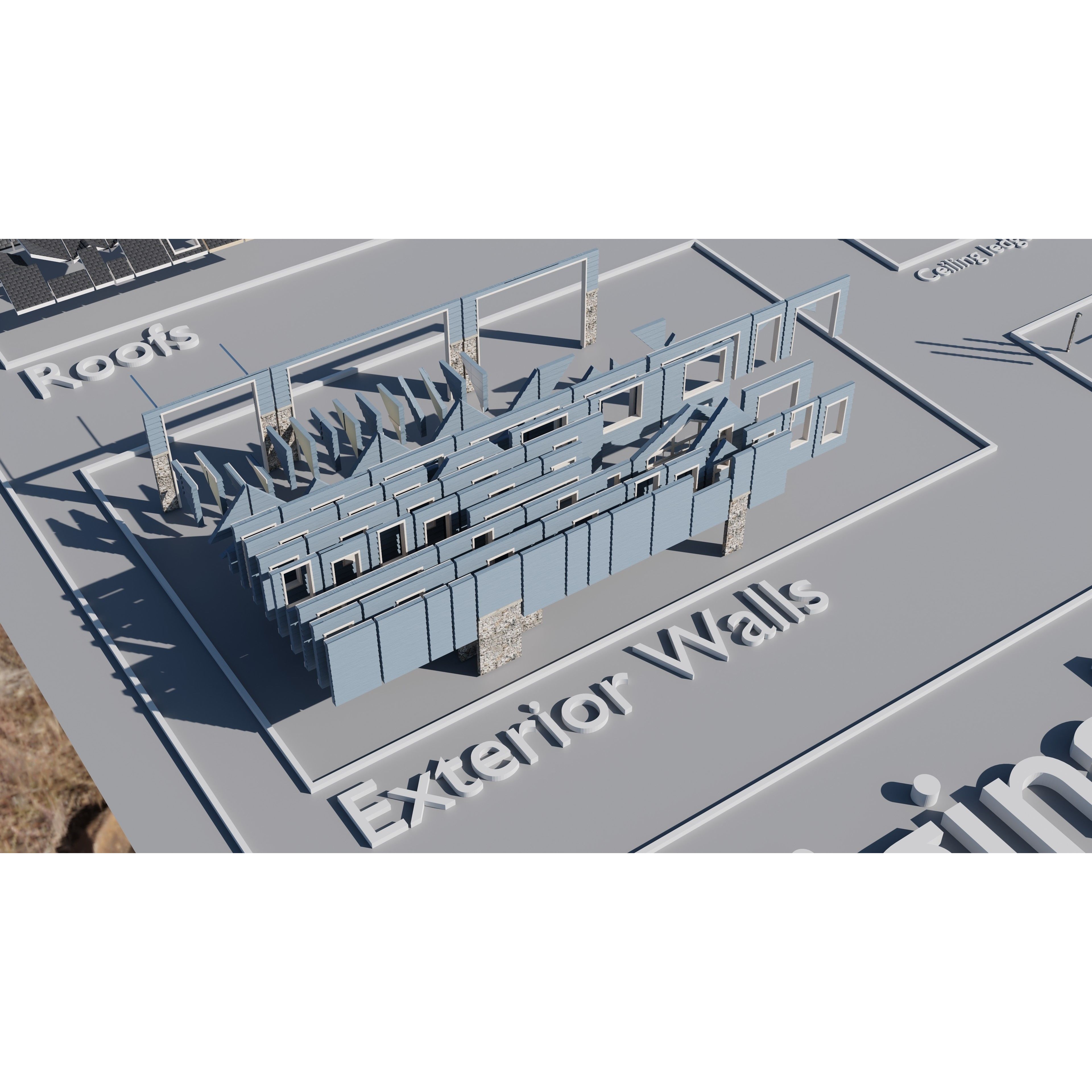 Modular Suburban House Creation Tool - Low-Poly Game-Ready 3D Model - View 9