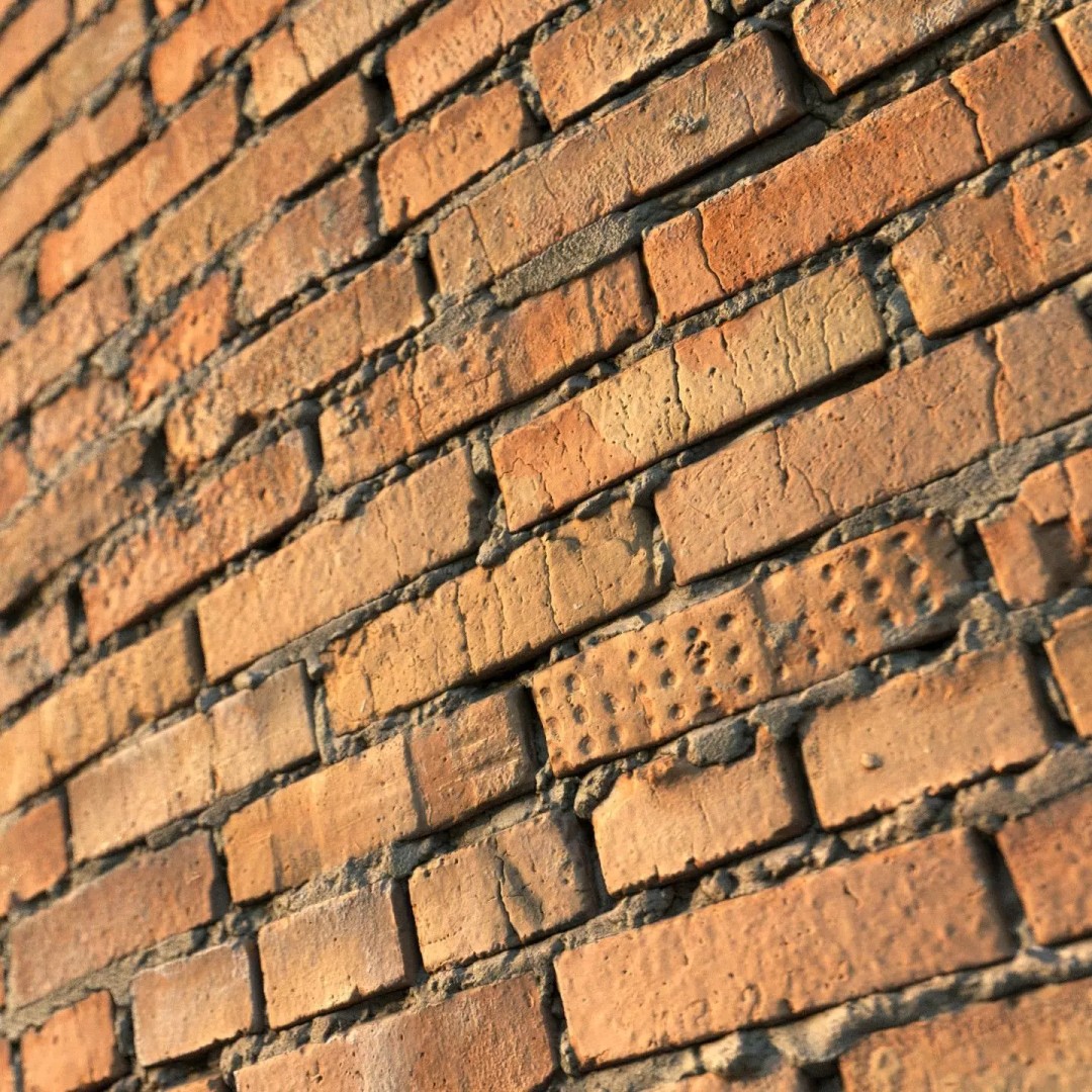Brick Wall 3D Model – Scanned PBR Material, High-Detail Textures - View 2