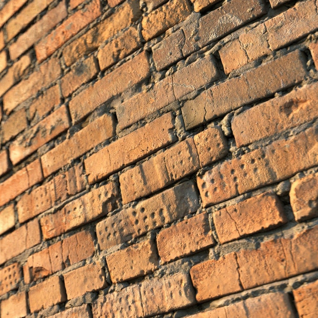 Brick Wall 3D Model – Scanned PBR Material, High-Detail Textures - View 6