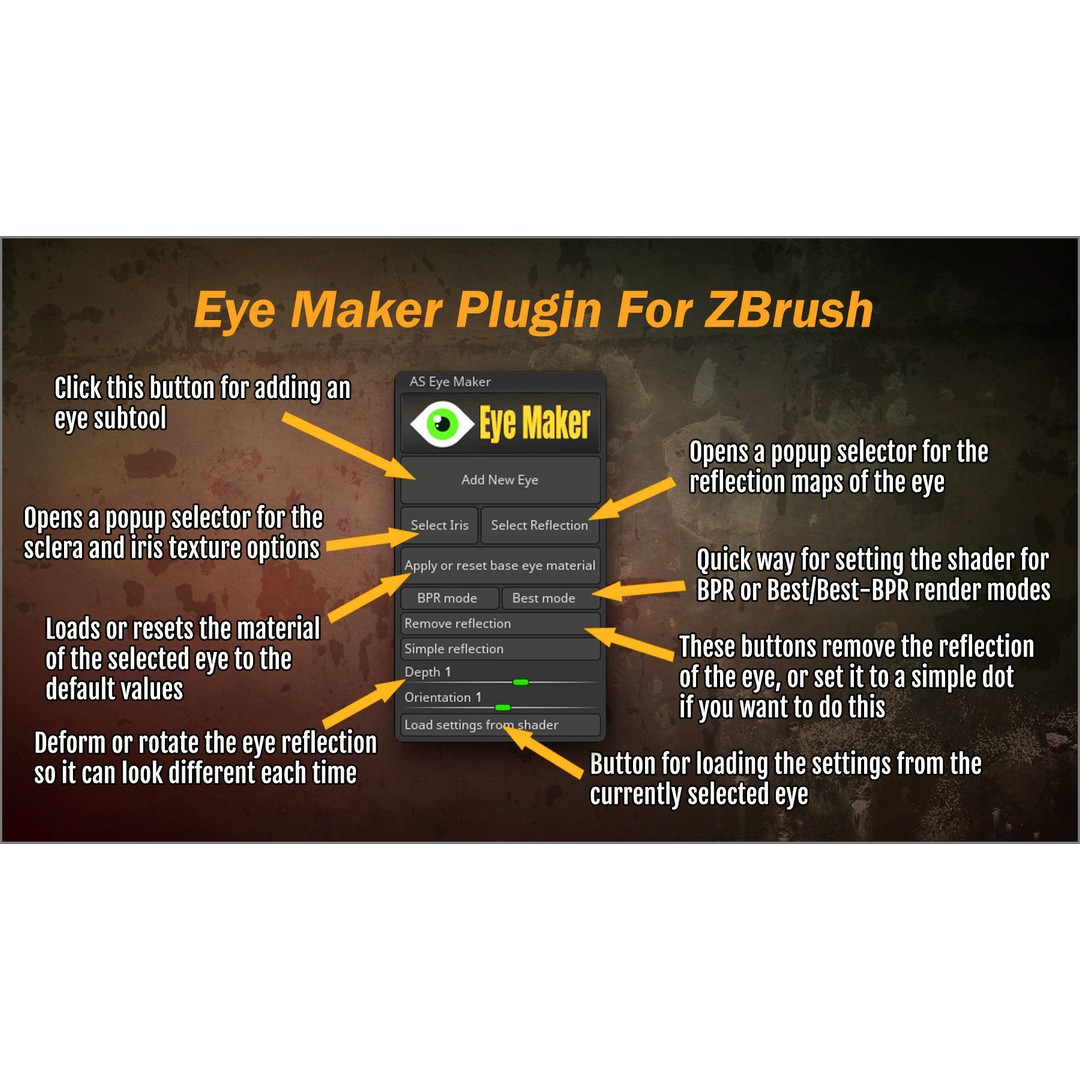 Eye Maker 3D Model – ZBrush Plugin with 102 Eye Textures - View 4