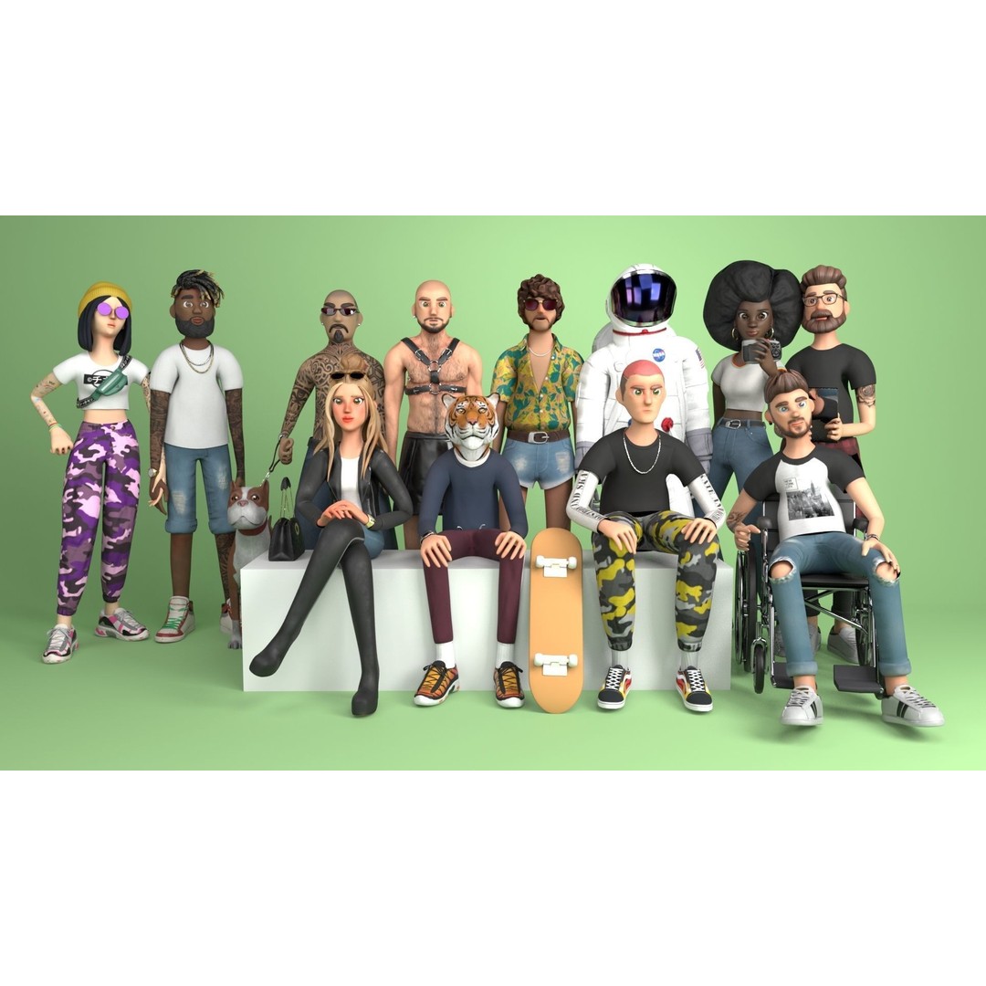12 Characters 3D Model – Low Poly Rigged Game Asset, FBX - View 4