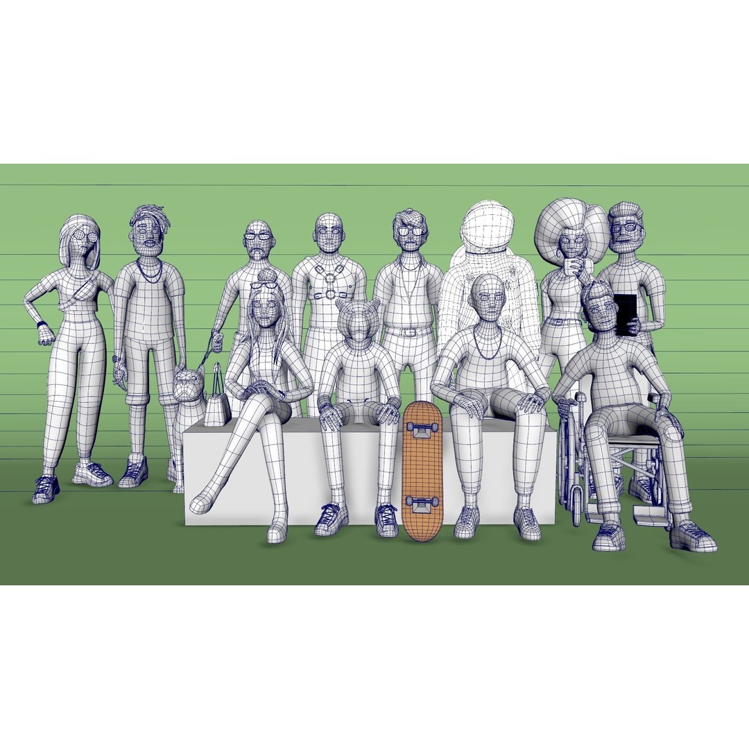 12 Characters 3D Model – Low Poly Rigged Game Asset, FBX - View 5