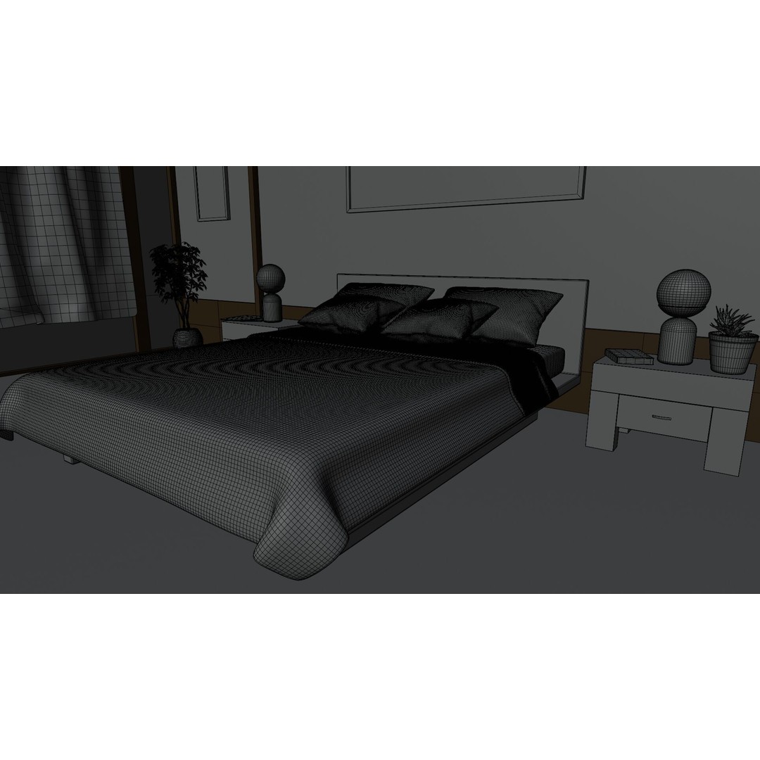 Japanese Bedroom 3D Model – Traditional Interior Scene, Blender - View 8