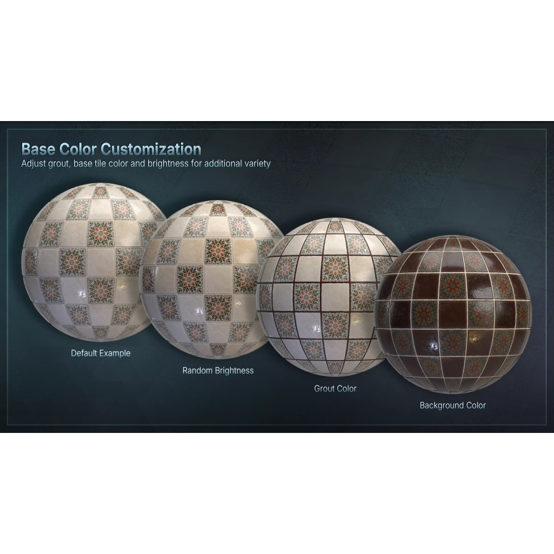 Mediterranean Ceramic Tiles 3D Model – Low Poly PBR Material, FBX - View 10