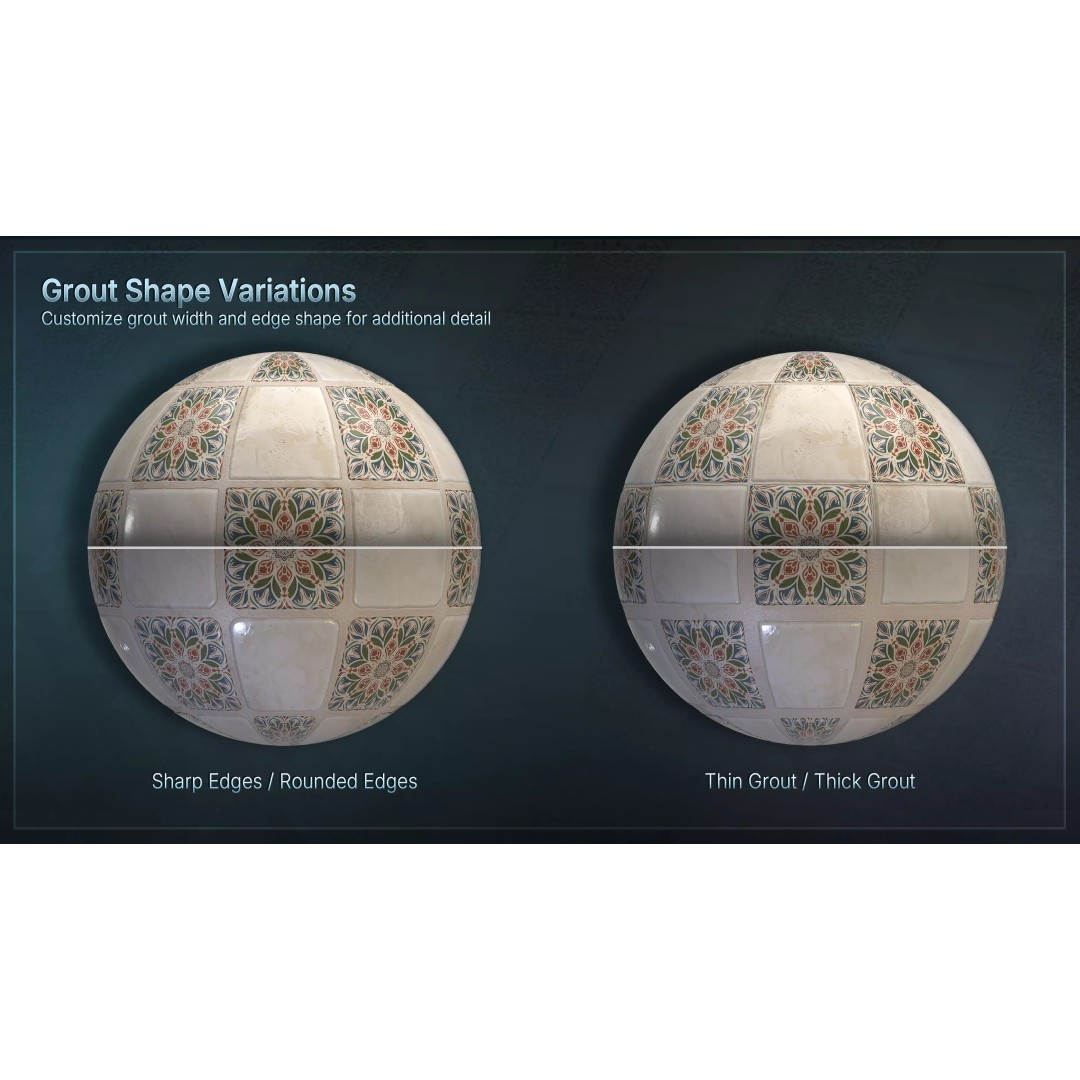 Mediterranean Ceramic Tiles 3D Model – Low Poly PBR Material, FBX - View 12