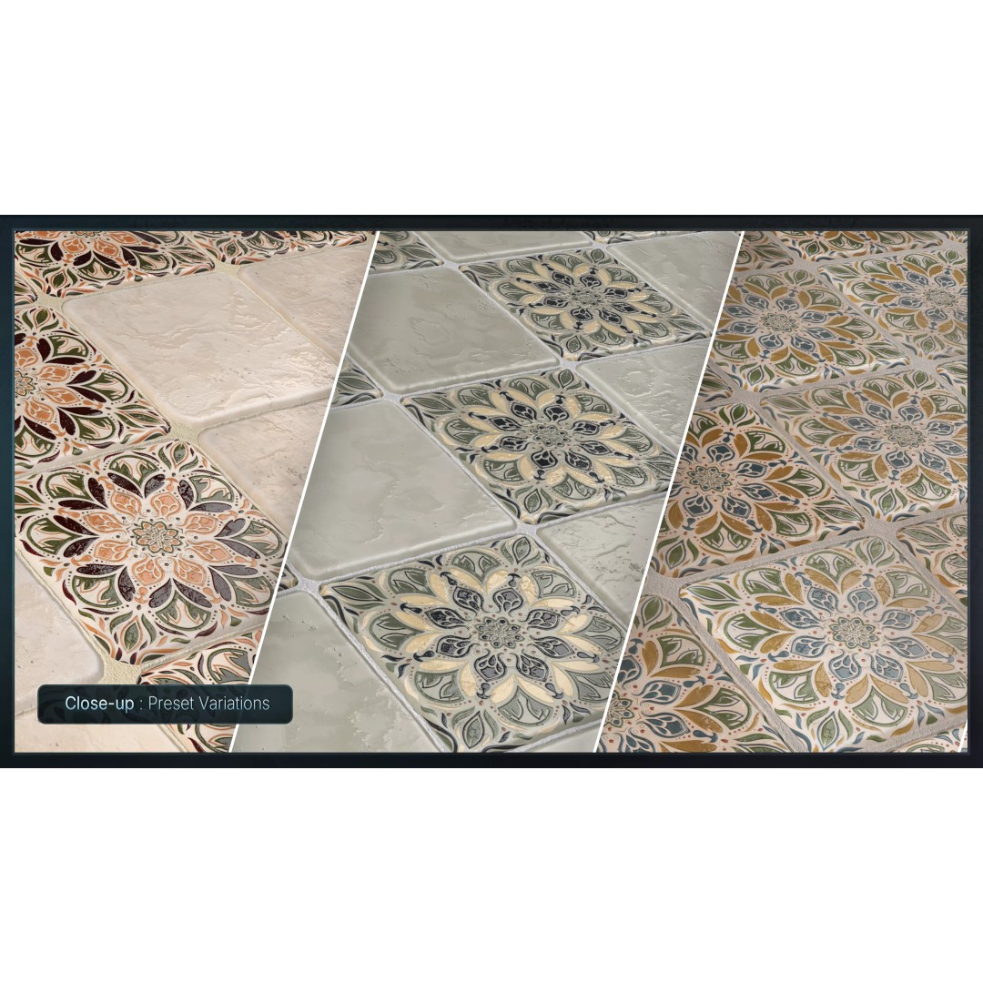 Mediterranean Ceramic Tiles 3D Model – Low Poly PBR Material, FBX - View 6
