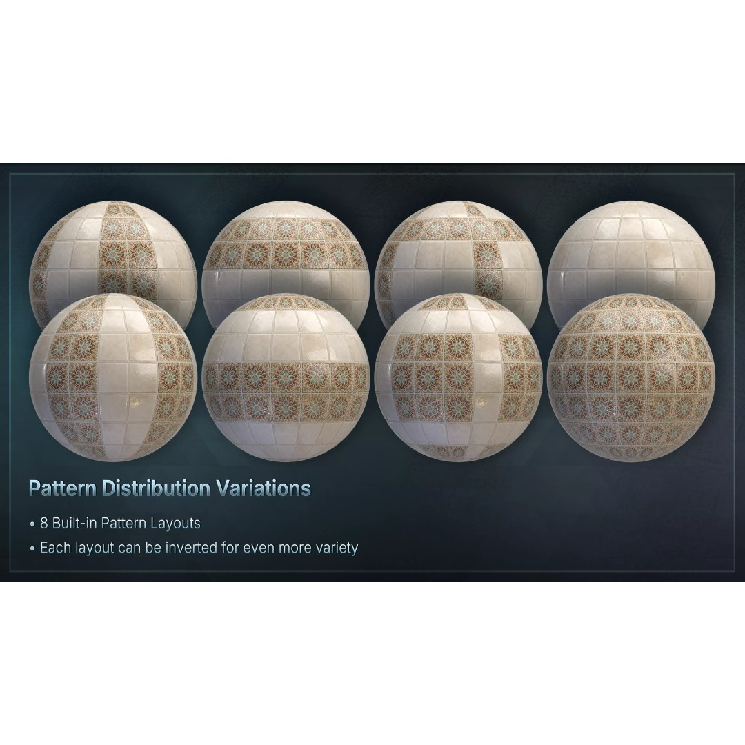 Mediterranean Ceramic Tiles 3D Model – Low Poly PBR Material, FBX - View 8